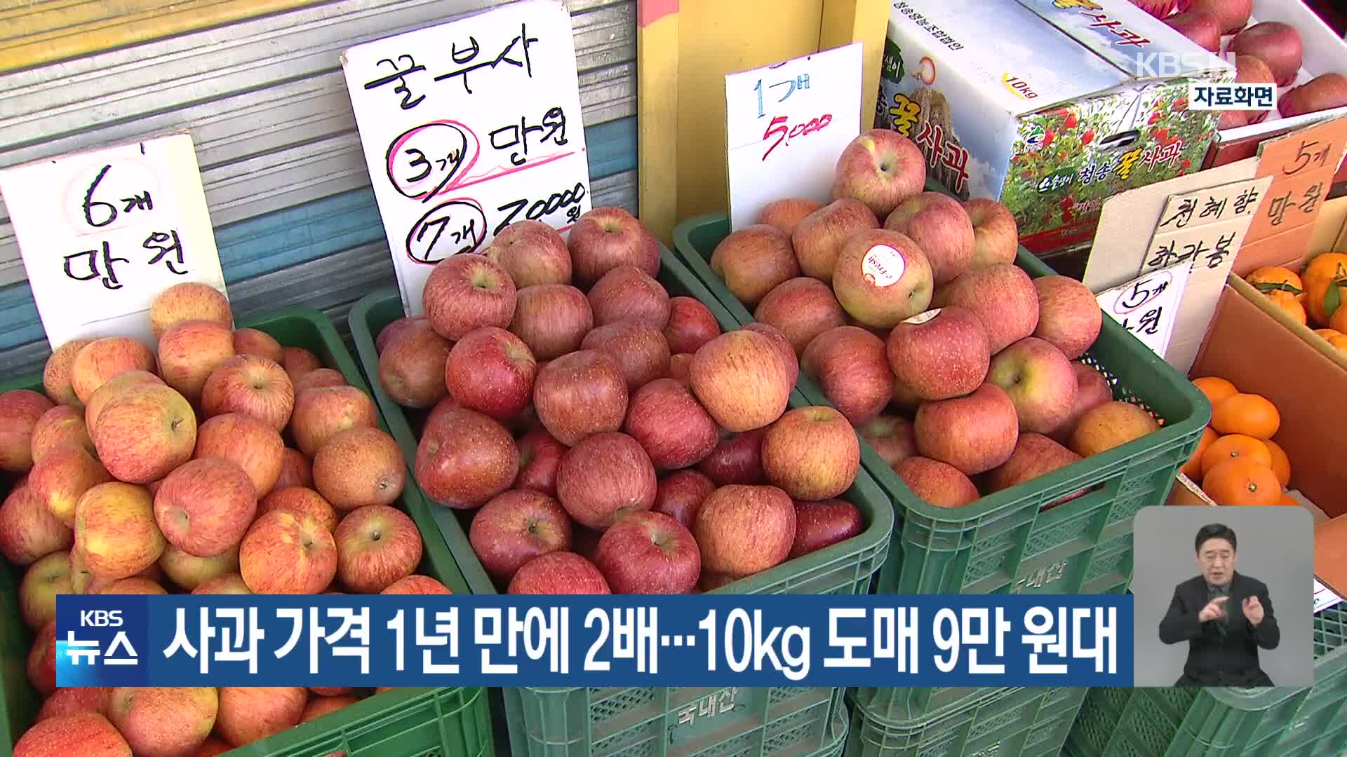 사과 가격 1년 만에 2배…10kg 도매 9만 원대
