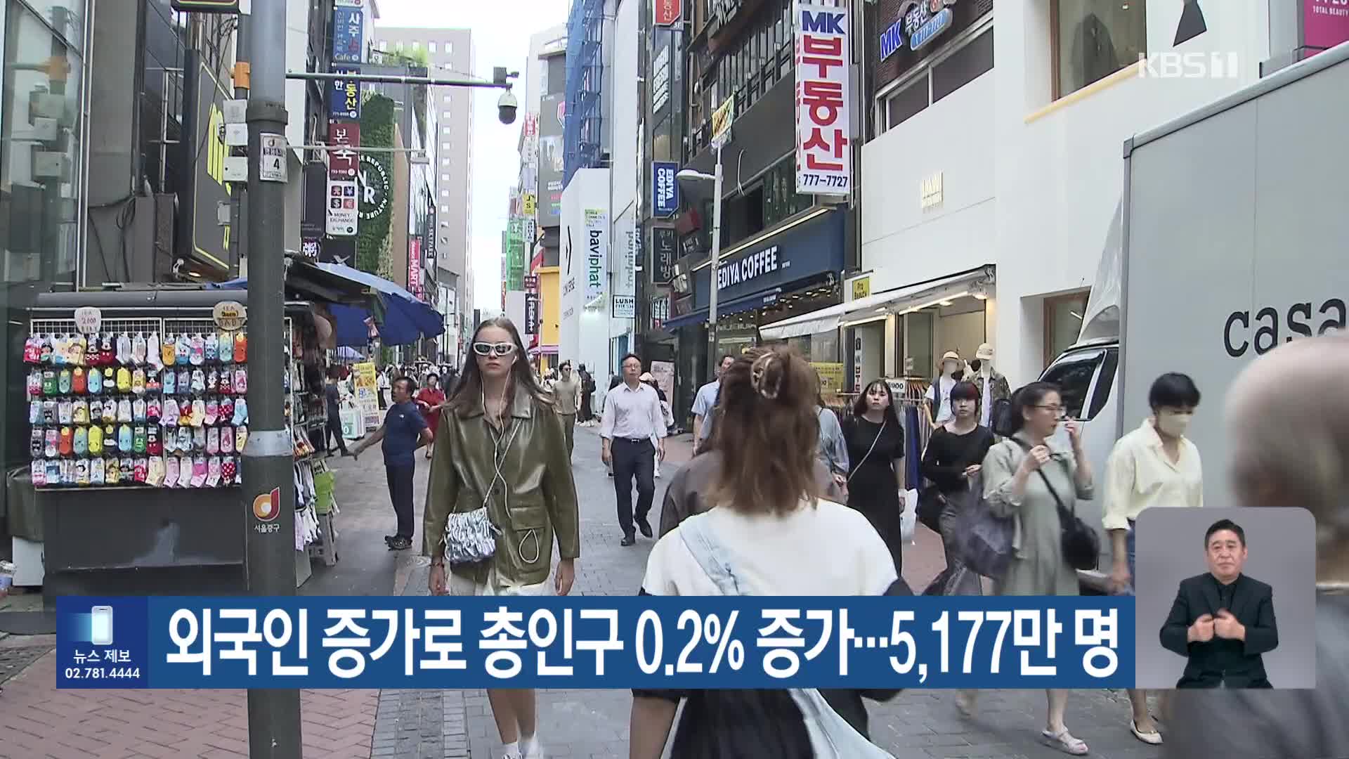 외국인 증가로 총인구 0.2% 증가…5,177만 명