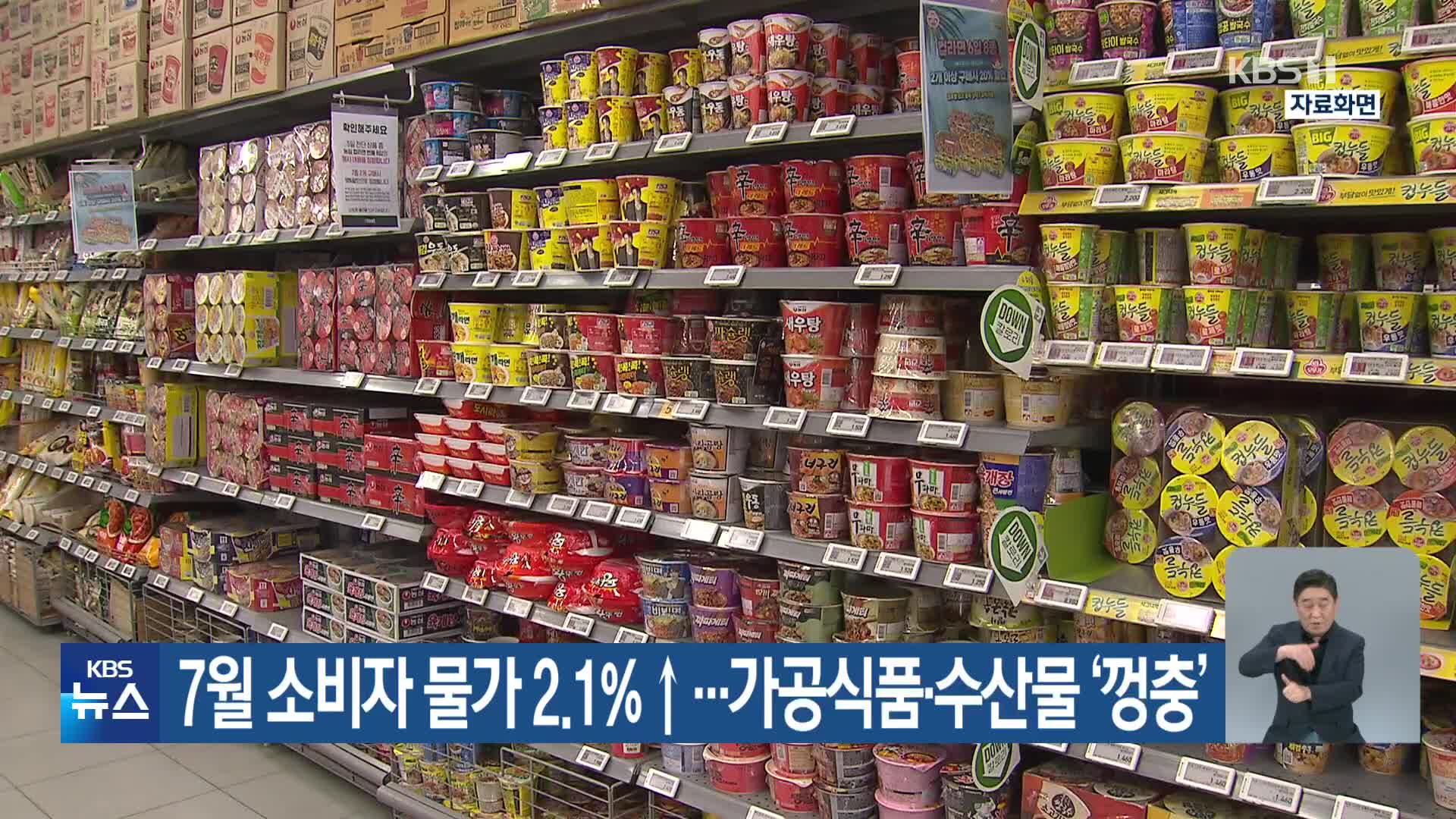 7월 소비자 물가 2.1%↑…가공식품·수산물 ‘껑충’