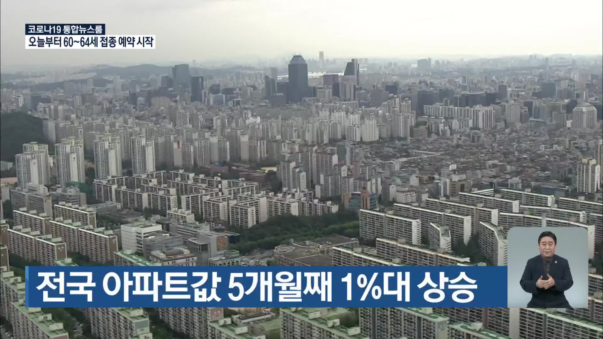 전국 아파트값 5개월째 1%대 상승