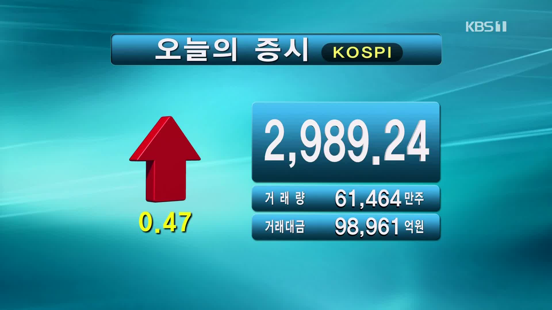 코스피 2,989.24 코스닥 1,031.66