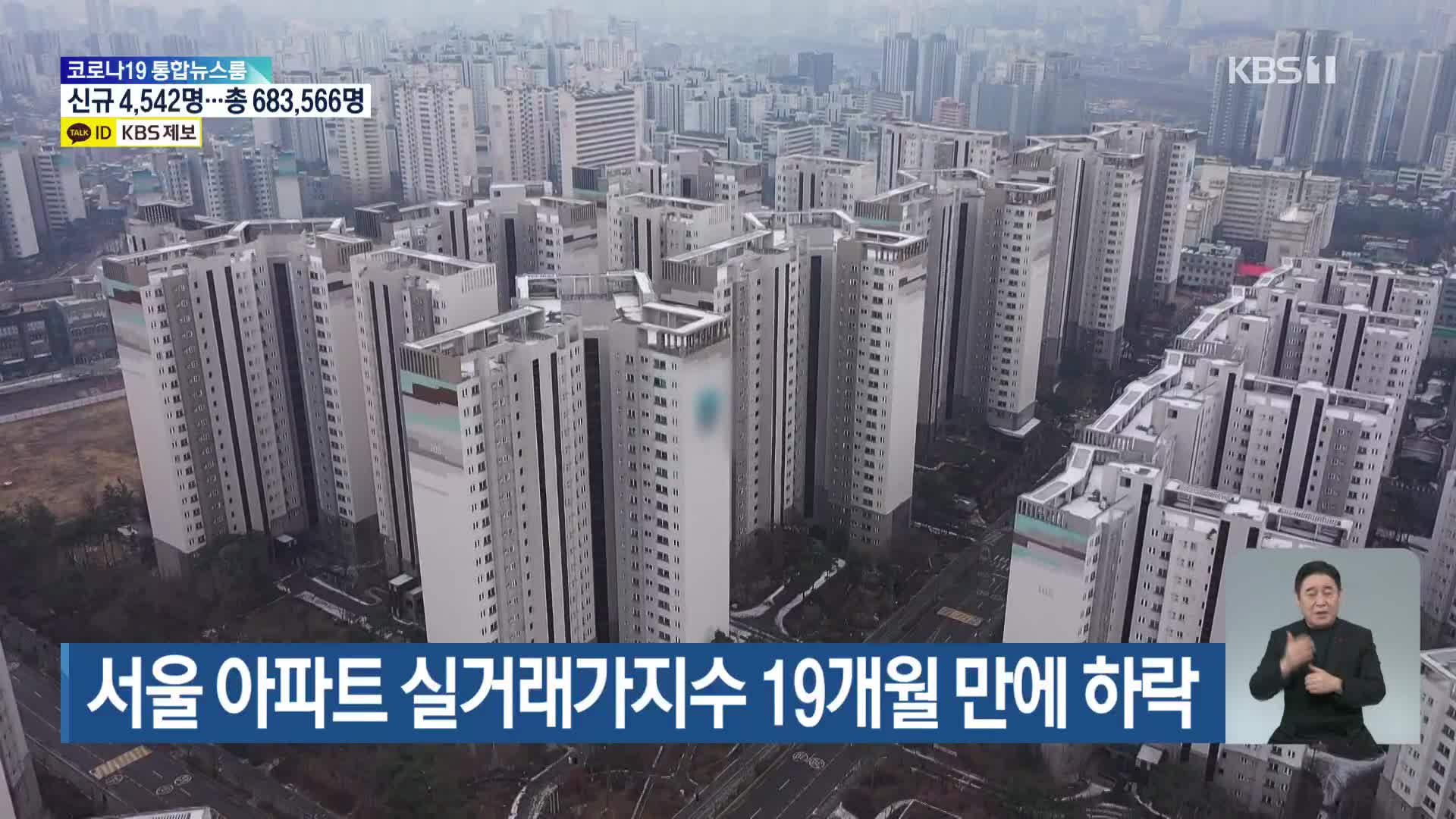 서울 아파트 실거래가지수 19개월 만에 하락