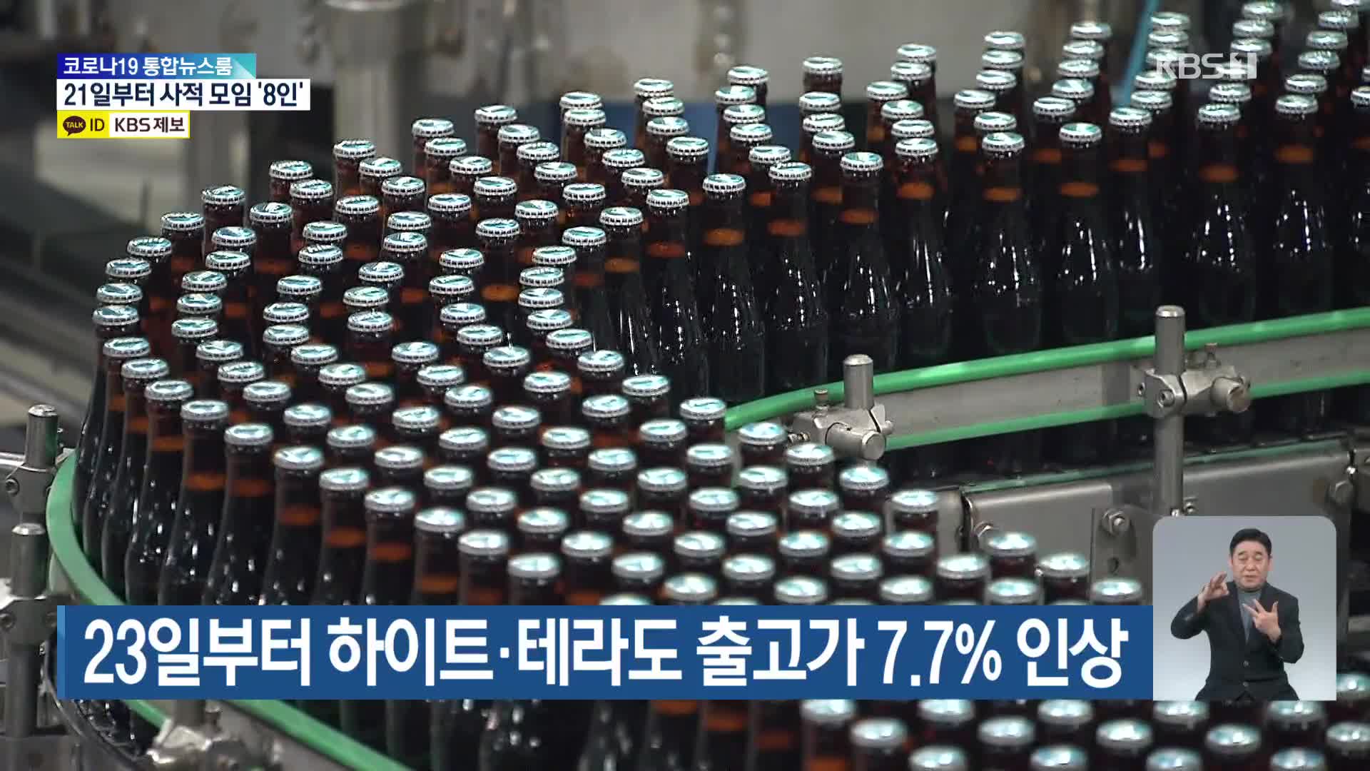 23일부터 하이트·테라도 출고가 7.7% 인상