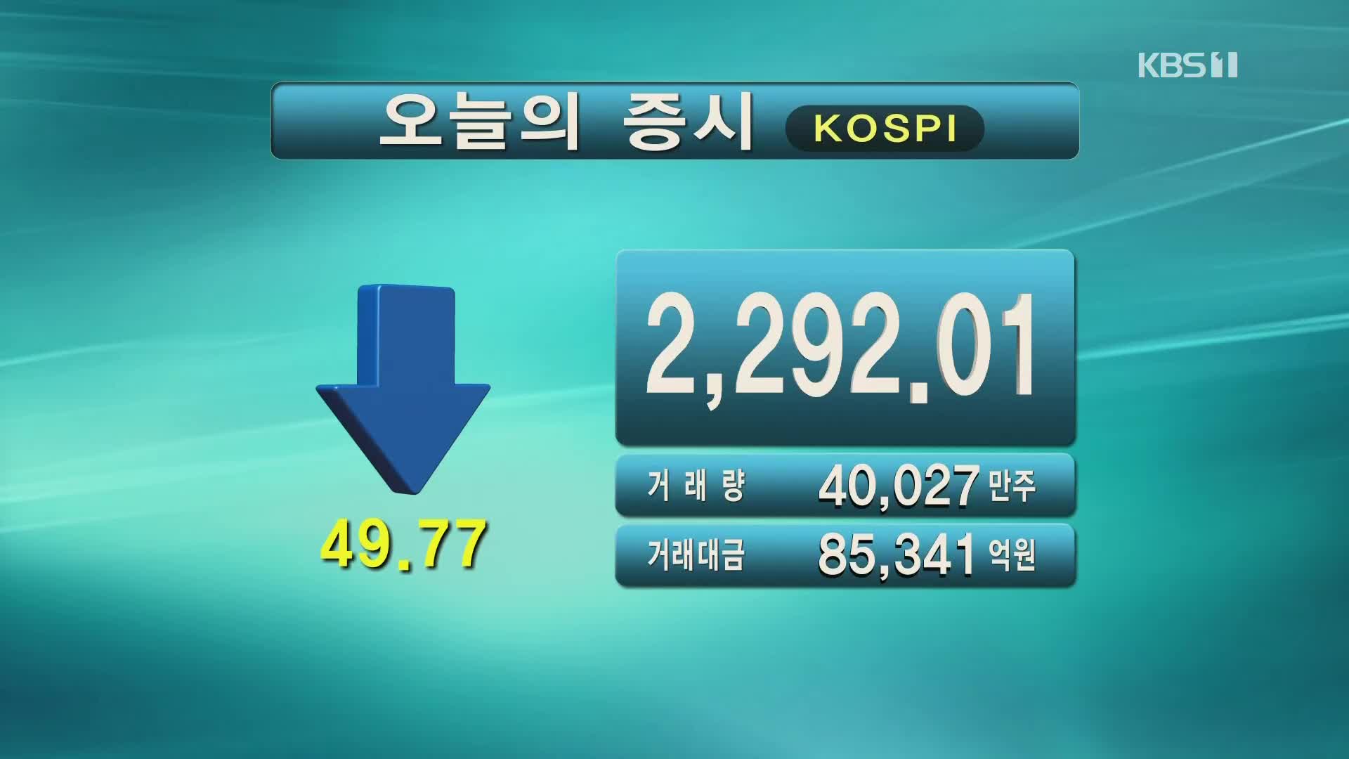 코스피 2,292.01 코스닥 744.63