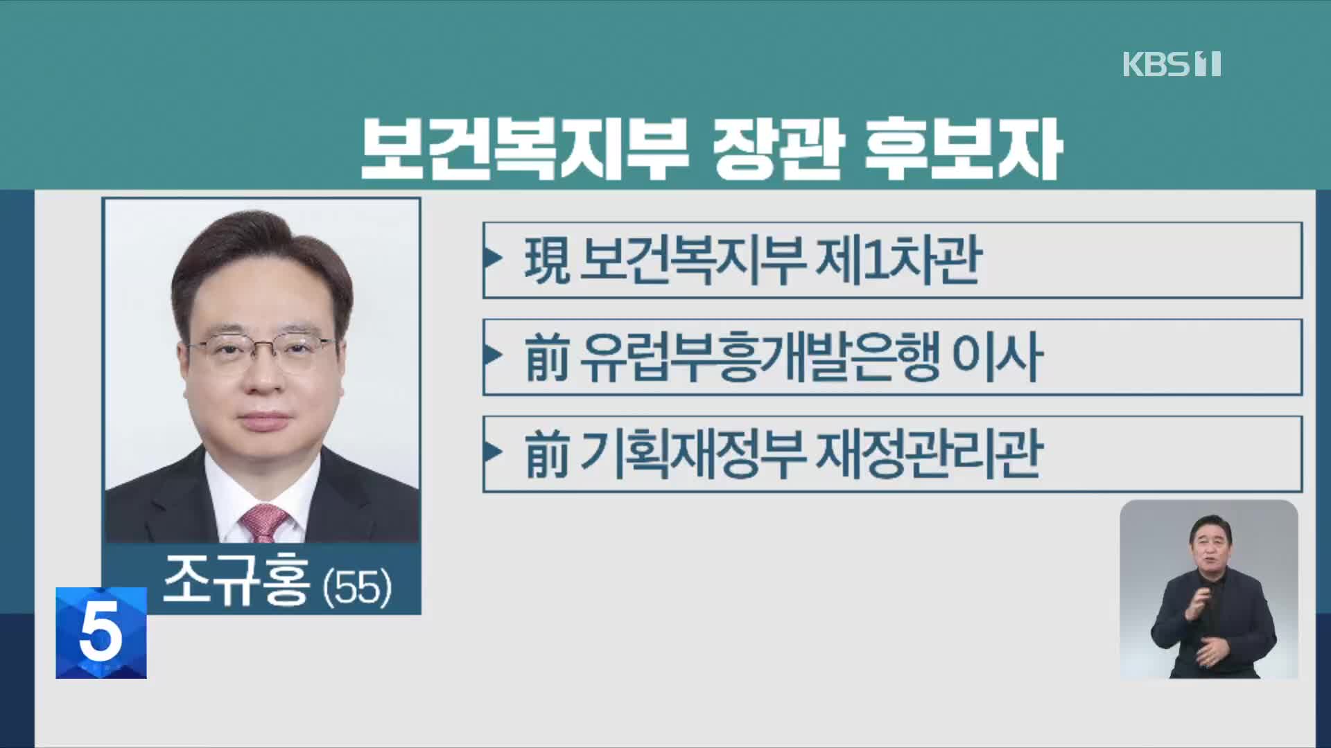 윤 대통령, 복지부 장관에 조규홍 복지부 1차관 지명