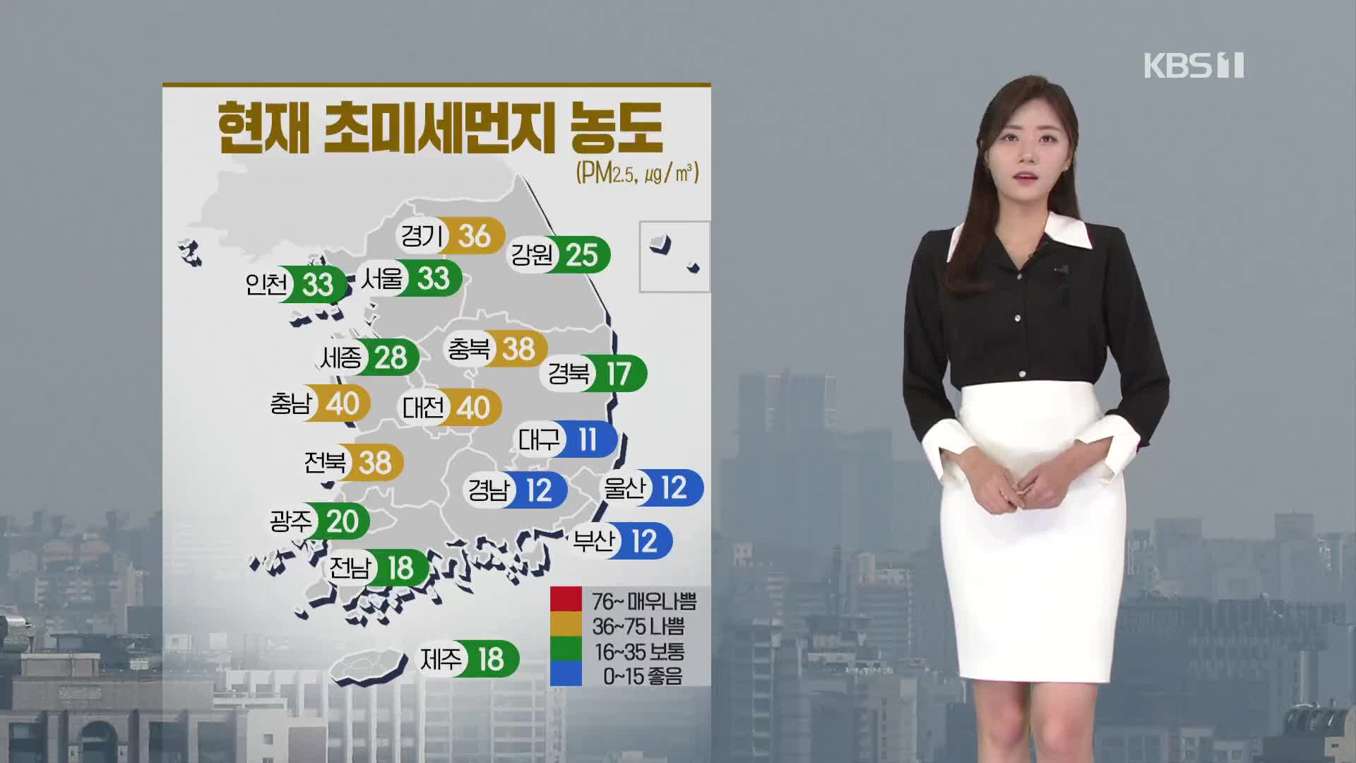 [퇴근길 날씨] 내일 남부지방 초미세먼지…큰 일교차 유의