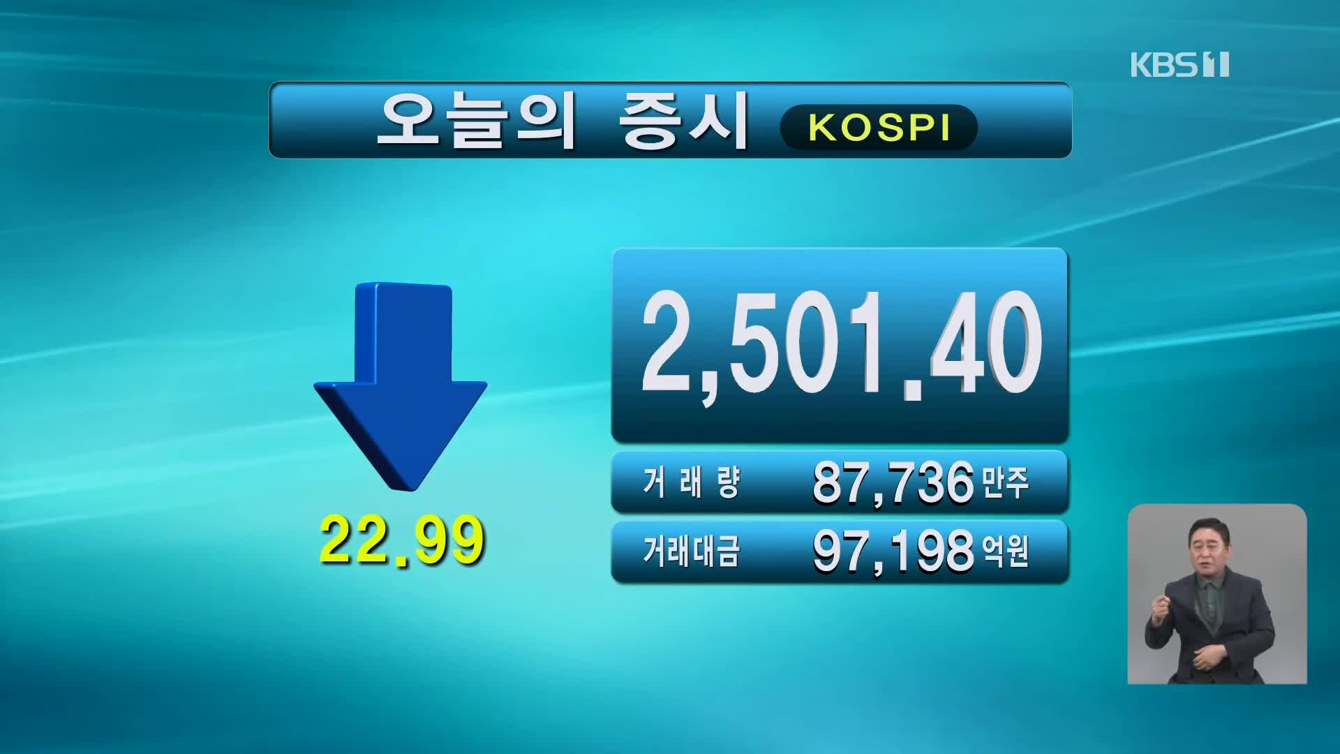 코스피 2,501.40 코스닥 843.18