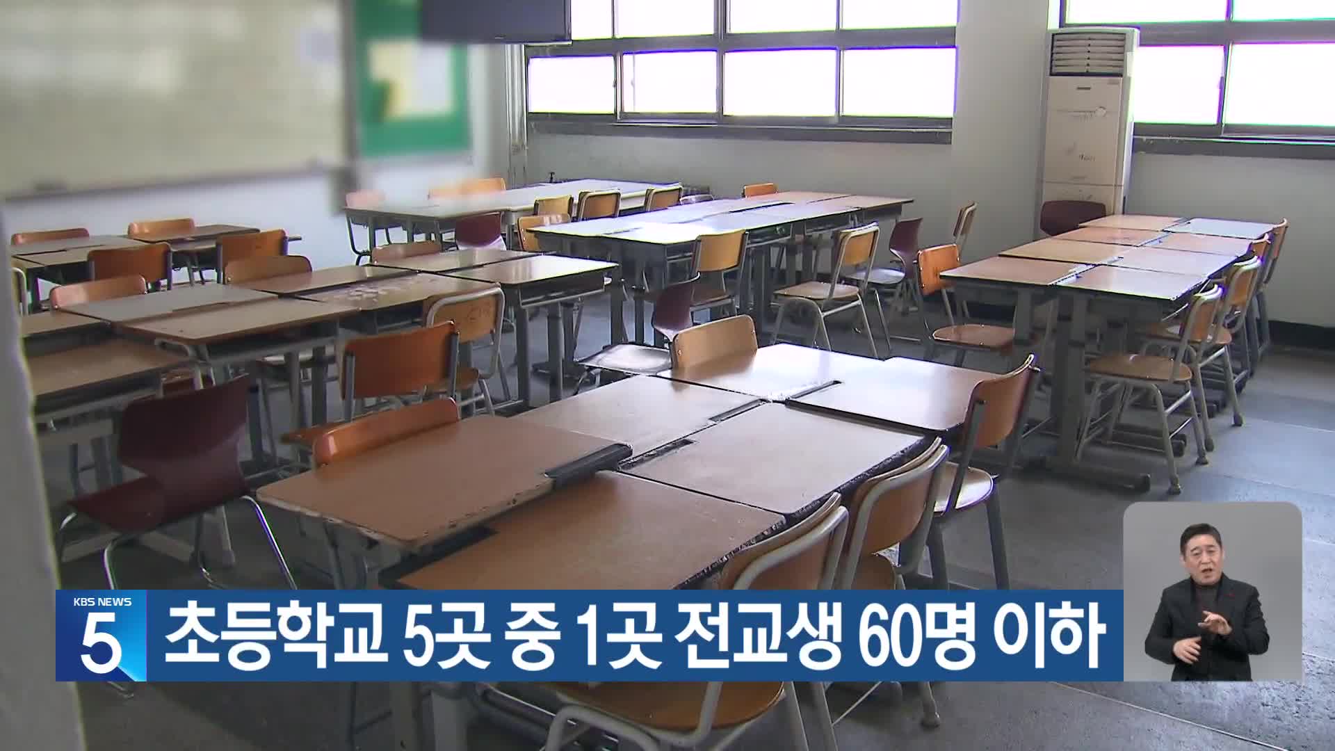 초등학교 5곳 중 1곳 전교생 60명 이하