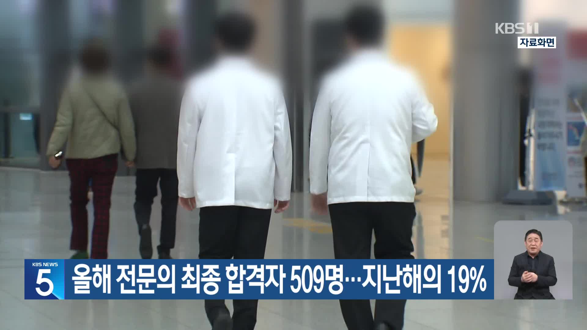 올해 전문의 최종 합격자 509명…지난해의 19%