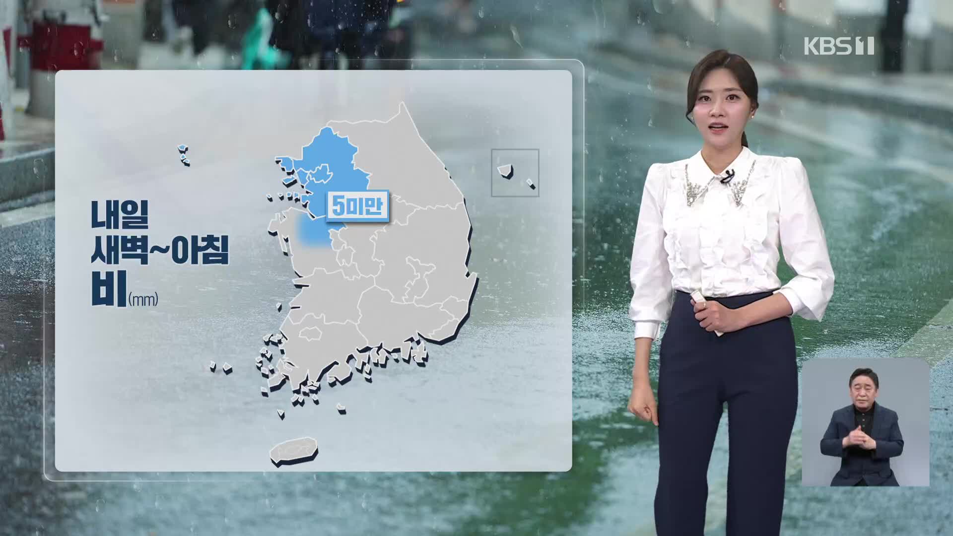 [퇴근길 날씨] 내일 새벽~아침 수도권·충남 비 조금…일부 소나기