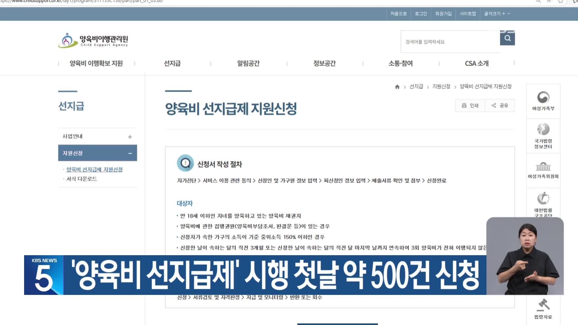 ‘양육비 선지급제’ 시행 첫날 약 500건 신청