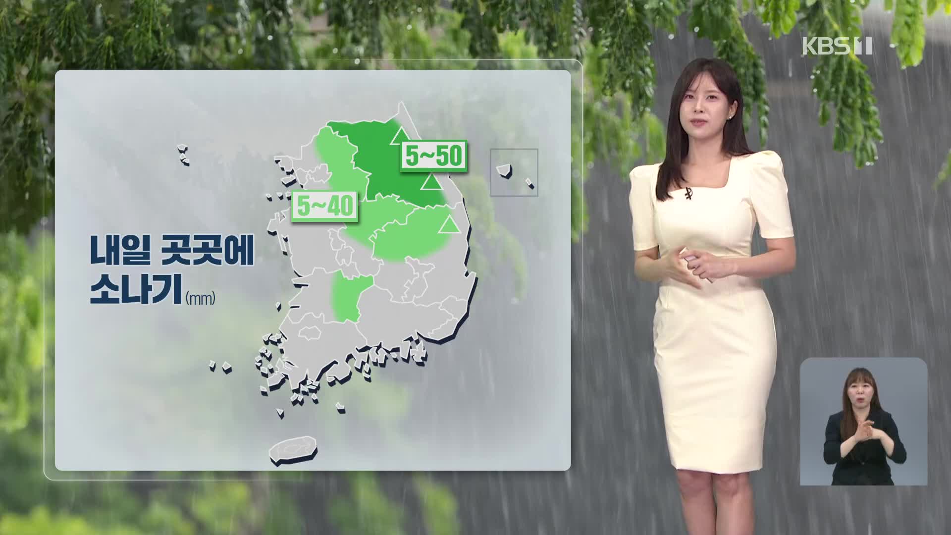 [5시 날씨] 내일도 무더위…내륙 곳곳에 소나기