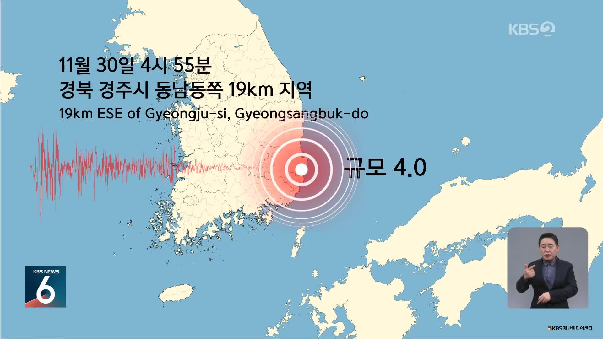 경주서 규모 4.0 지진…“최근 5년간 두 번째 큰 육상지진”