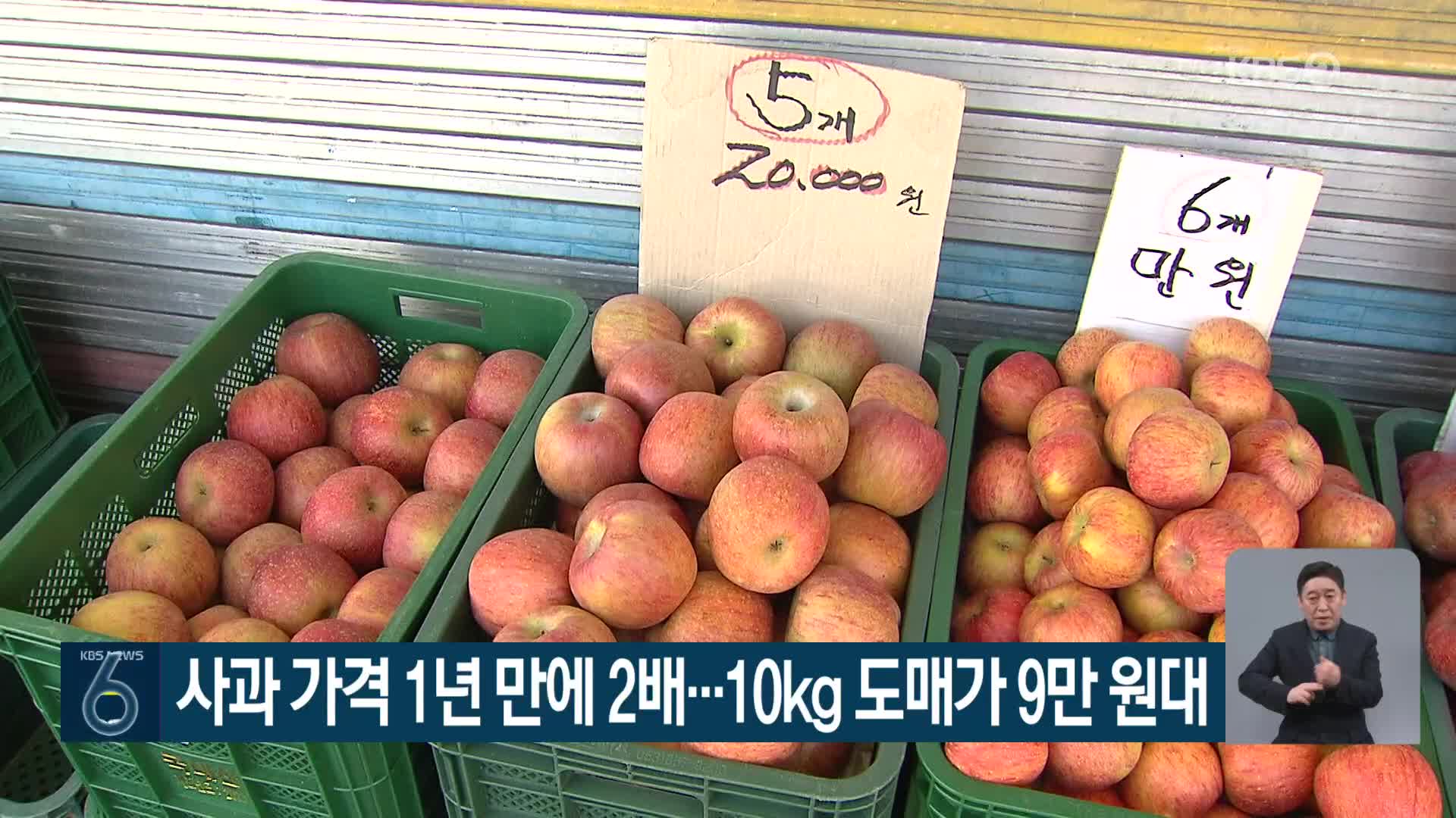 사과 가격 1년 만에 2배…10kg 도매가 9만 원대