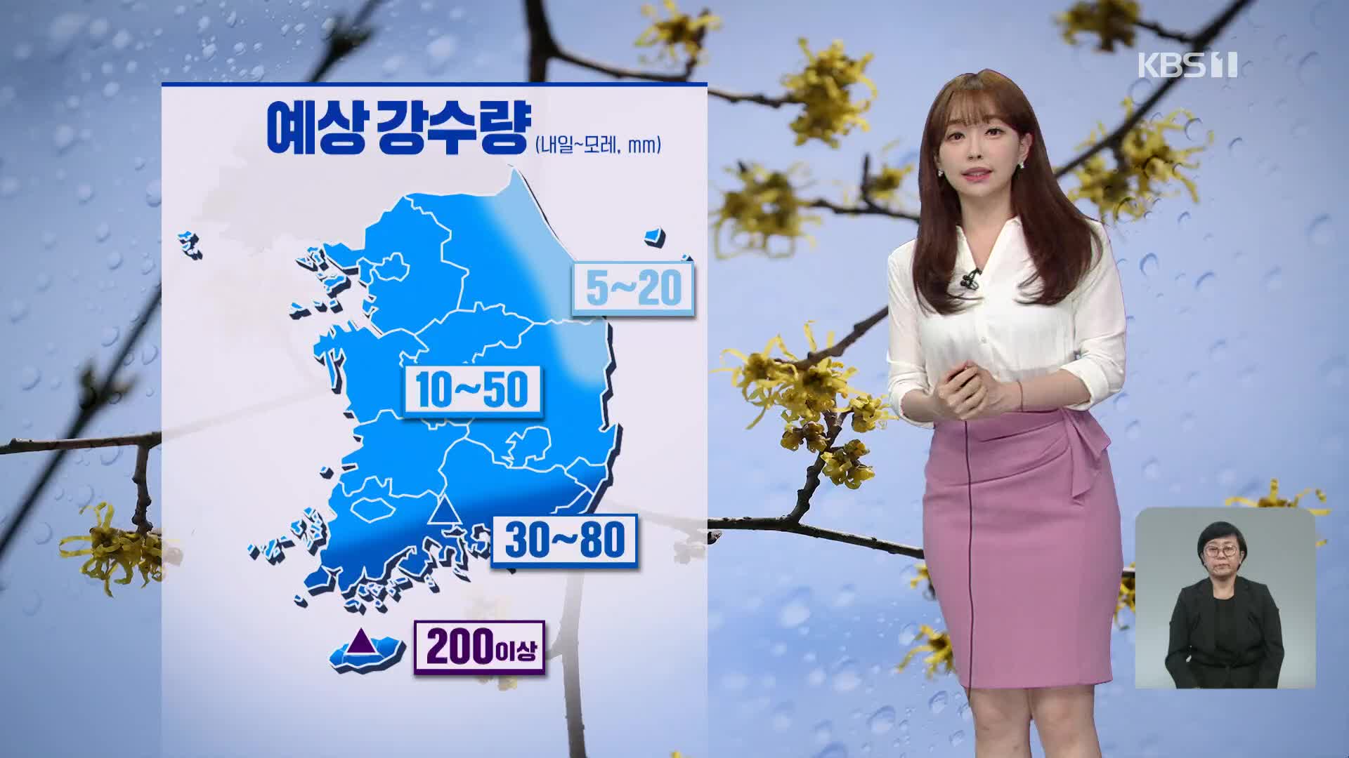 [뉴스9 날씨] 내일 전국 비…남해안·제주·지리산 최고 80mm