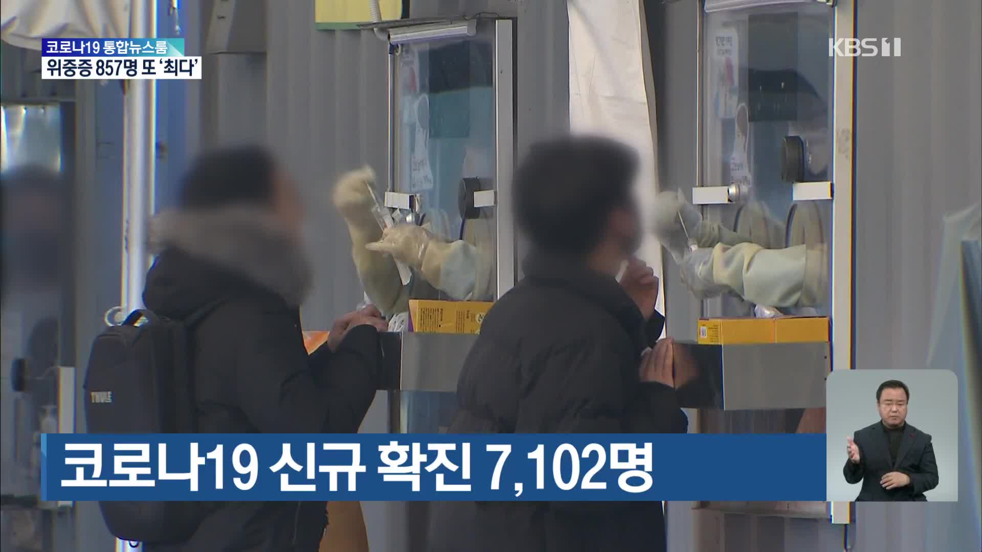 코로나19 신규 확진 7,102명