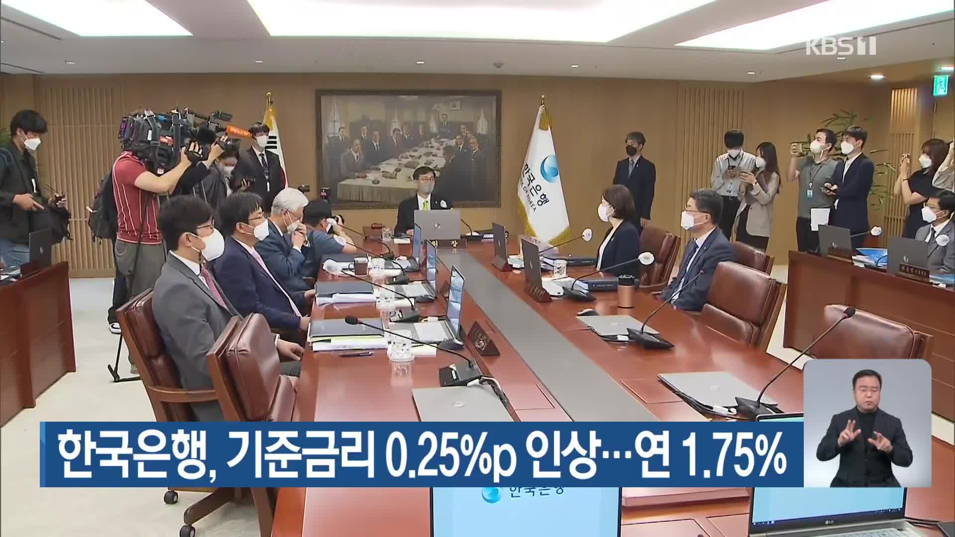 한국은행, 기준금리 0.25%p 인상…연 1.75%