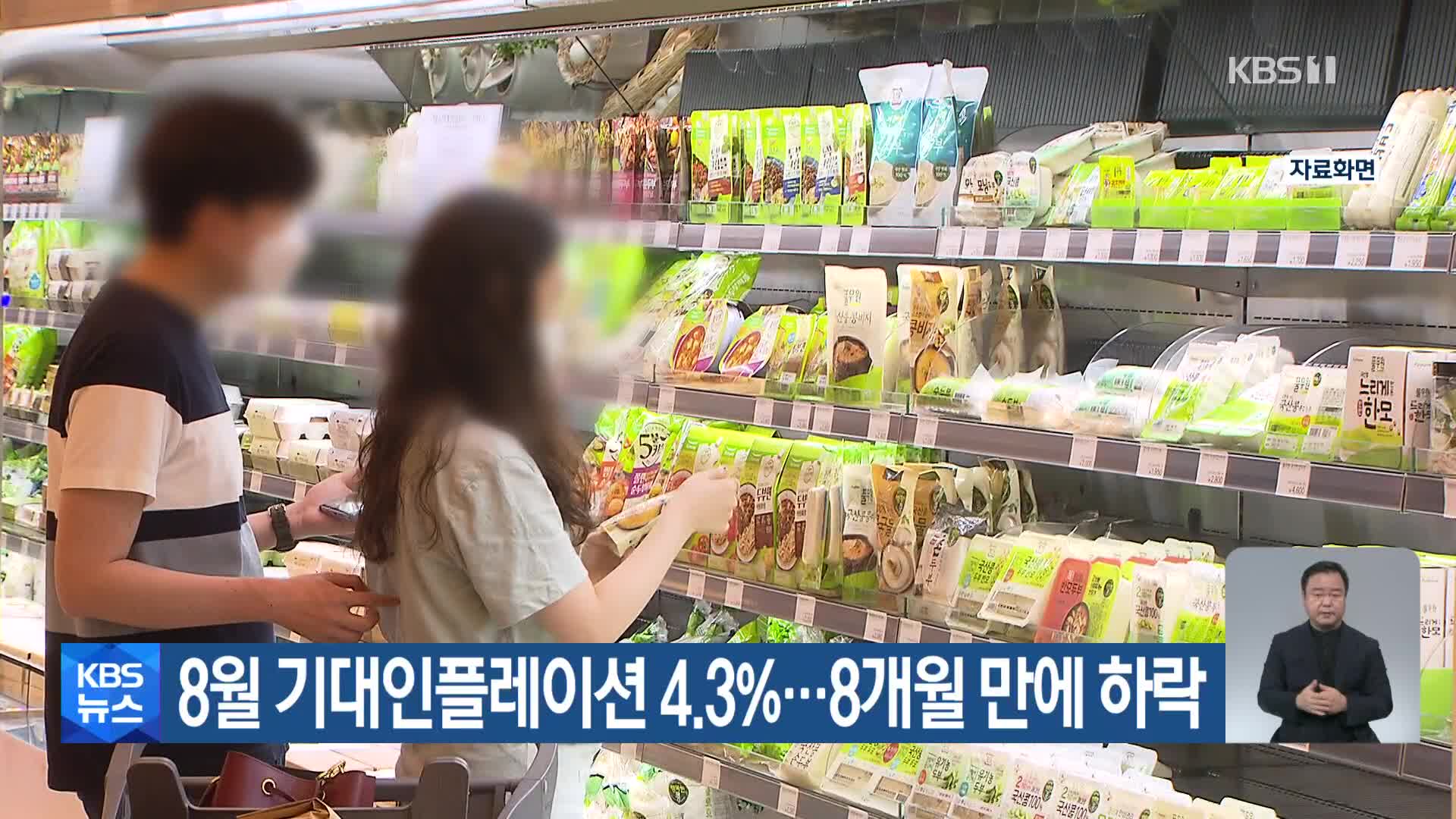 8월 기대인플레이션 4.3%…8개월 만에 하락