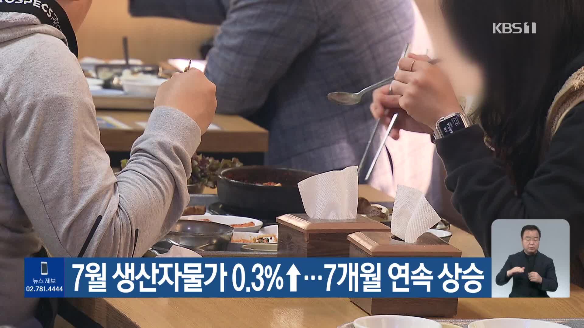 7월 생산자물가 0.3%↑…7개월 연속 상승