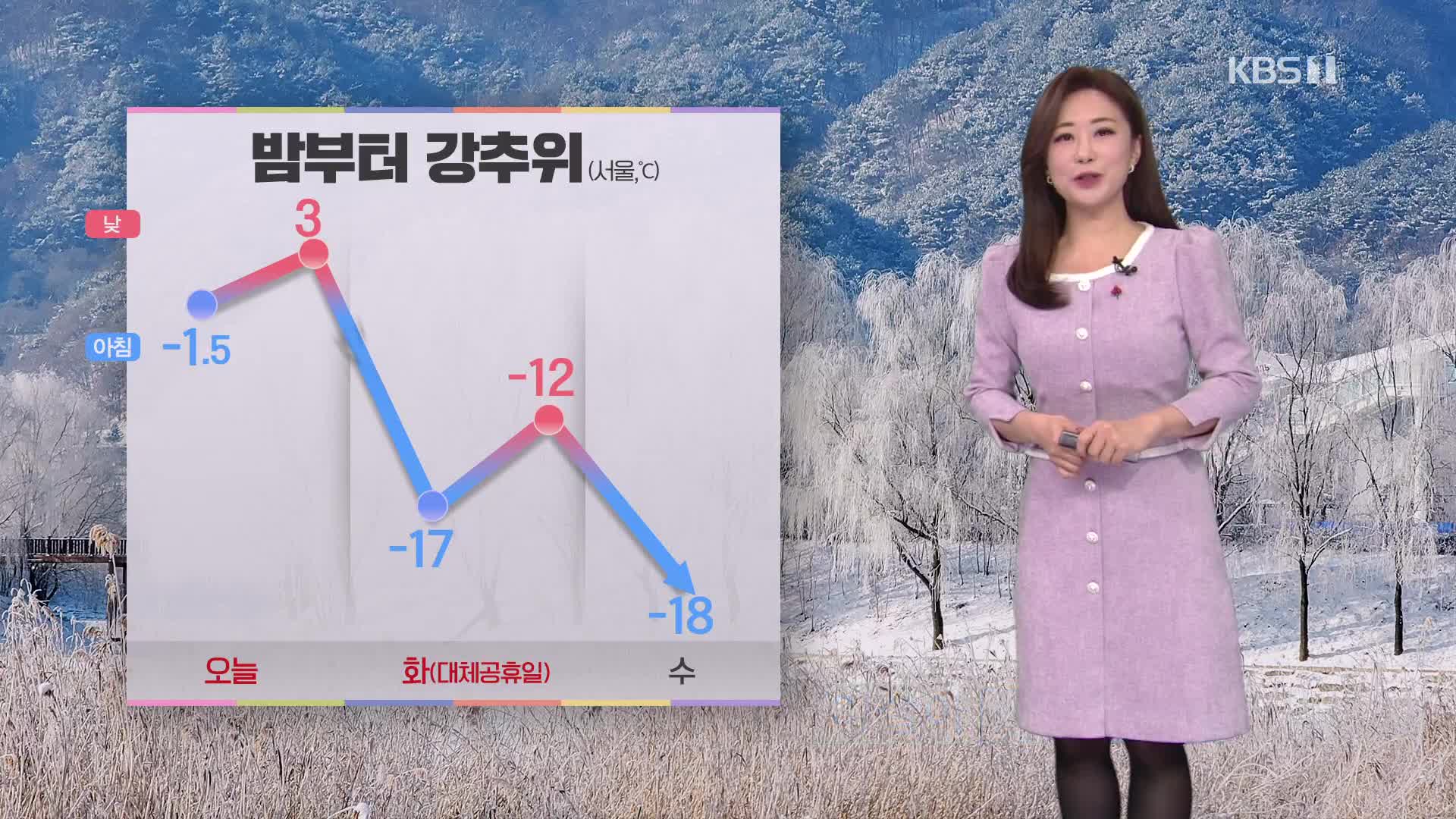 [930 날씨] 밤부터 찬바람 강해지며 기온 뚝↓…내일 서울 -17℃