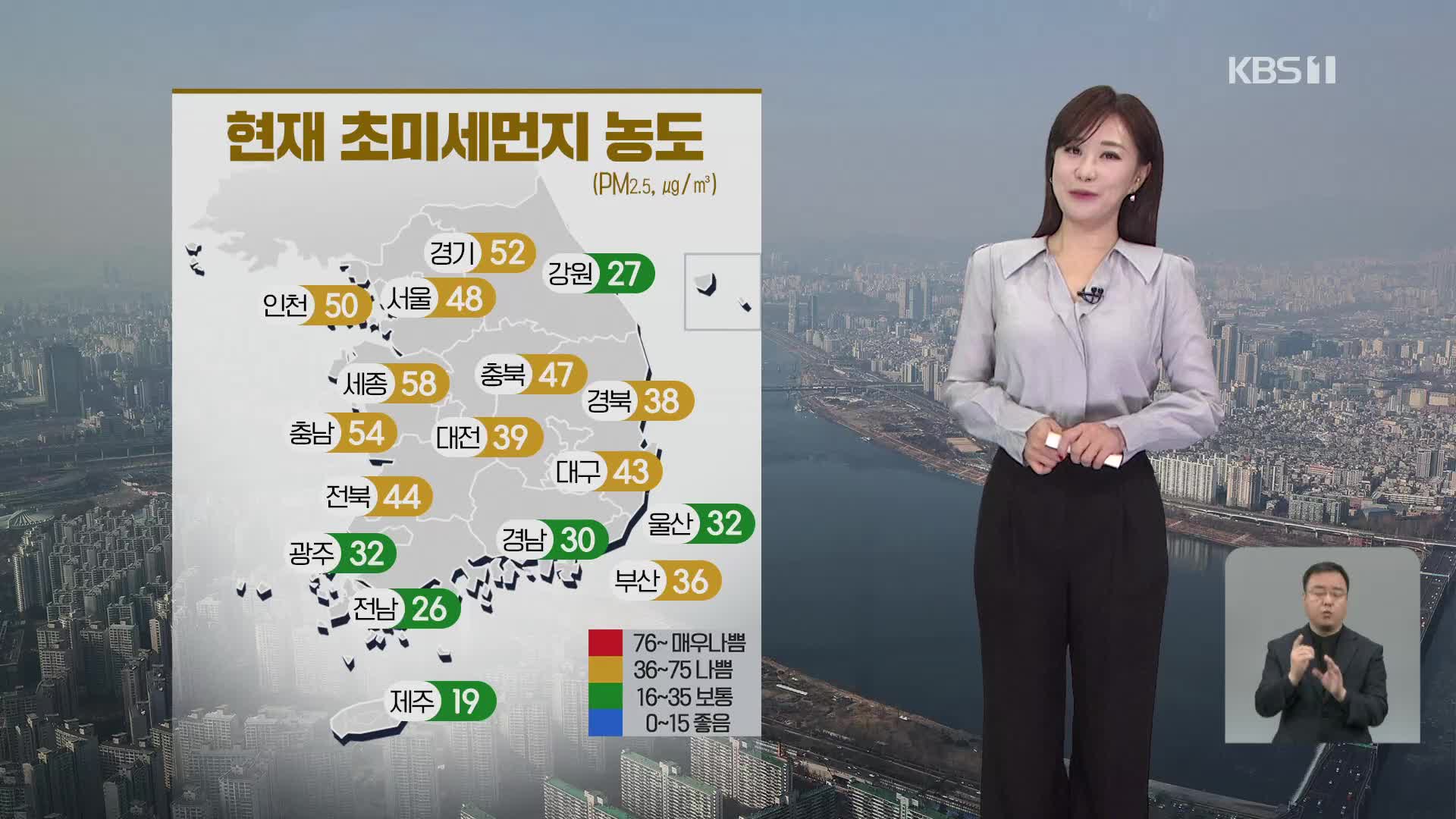 [930 날씨] 오늘도 초미세먼지 농도 ‘나쁨’…비교적 포근