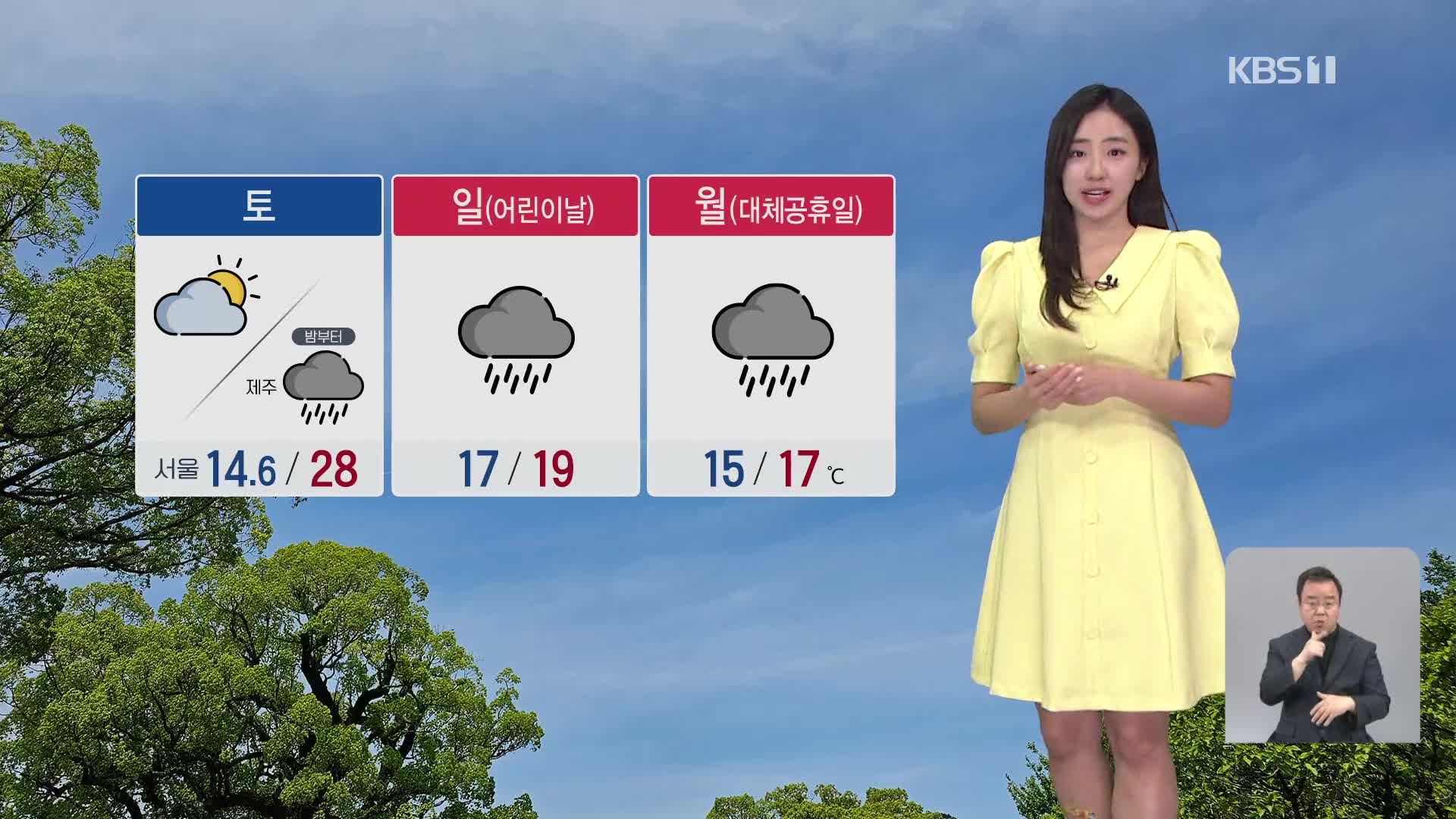 [930 날씨] 쾌청한 주말, 초여름 더위…어린이날 전국 비