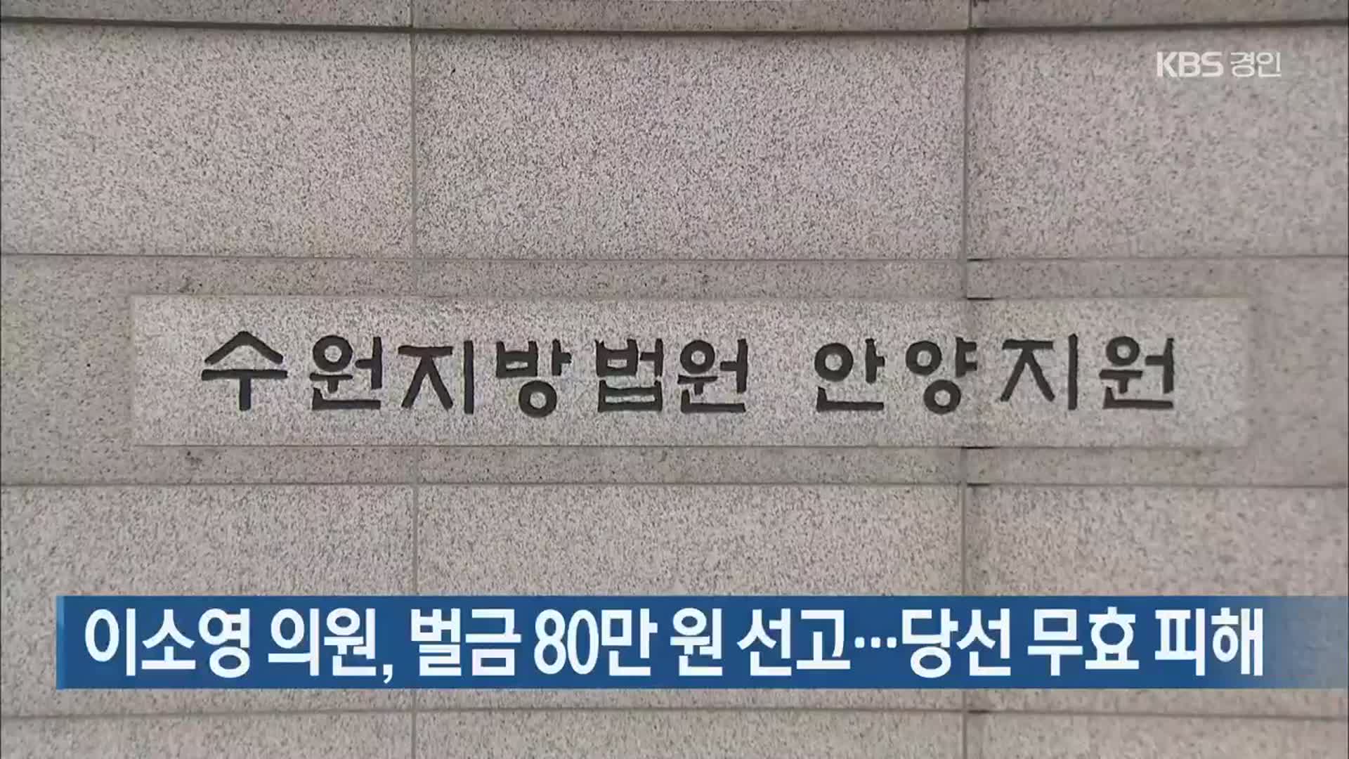 이소영 의원, 벌금 80만 원 선고…당선 무효 피해