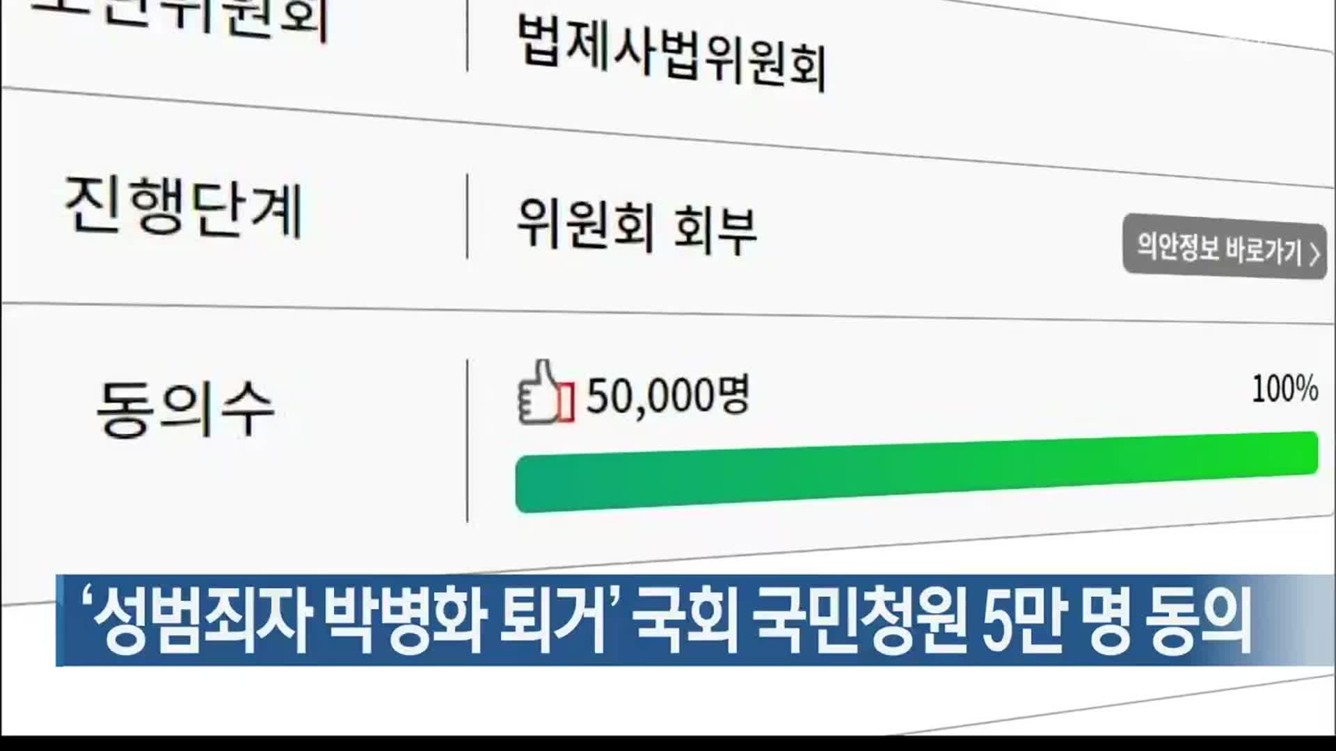 ‘성범죄자 박병화 퇴거’ 국회 국민청원 5만 명 동의