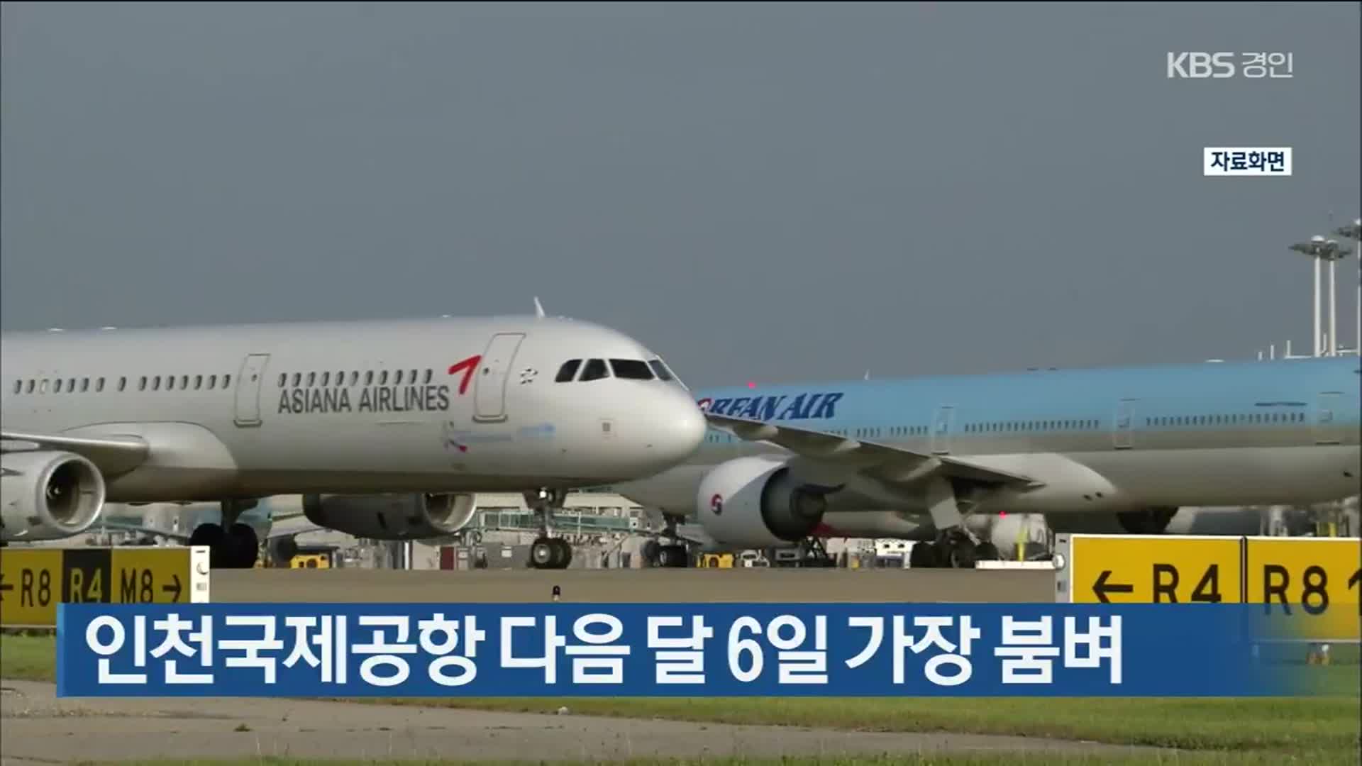 인천국제공항 다음 달 6일 가장 붐벼