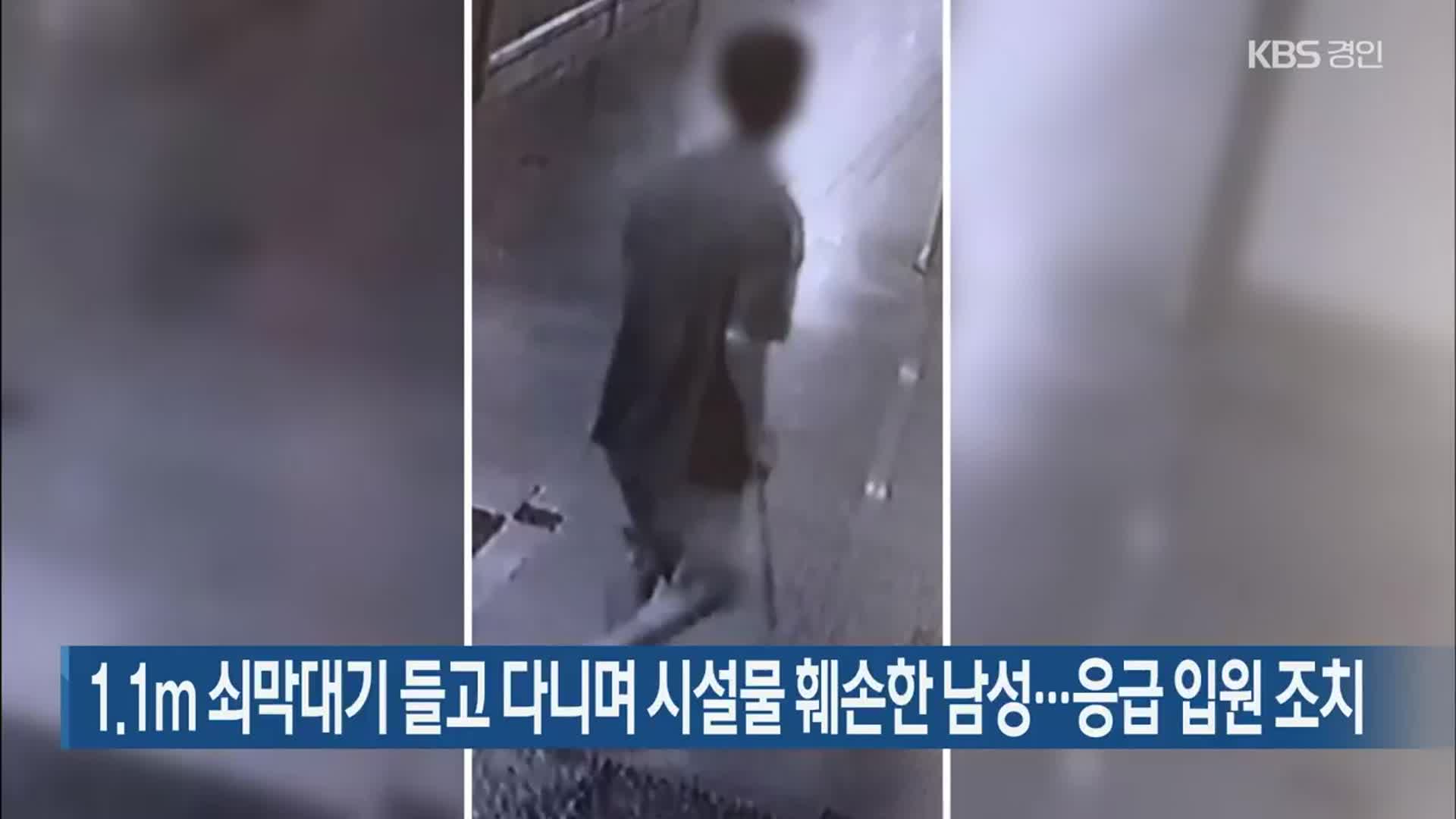 1.1m 쇠막대기 들고 다니며 시설물 훼손한 남성…응급 입원 조치