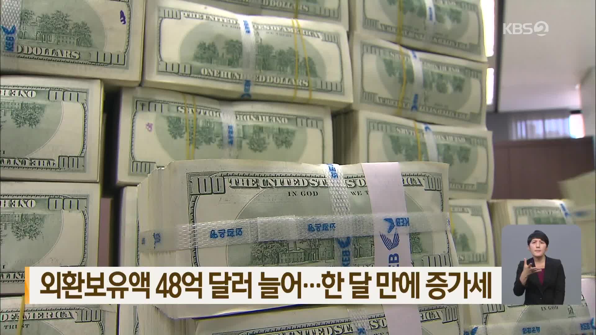 외환보유액 48억 달러 늘어…한 달 만에 증가세