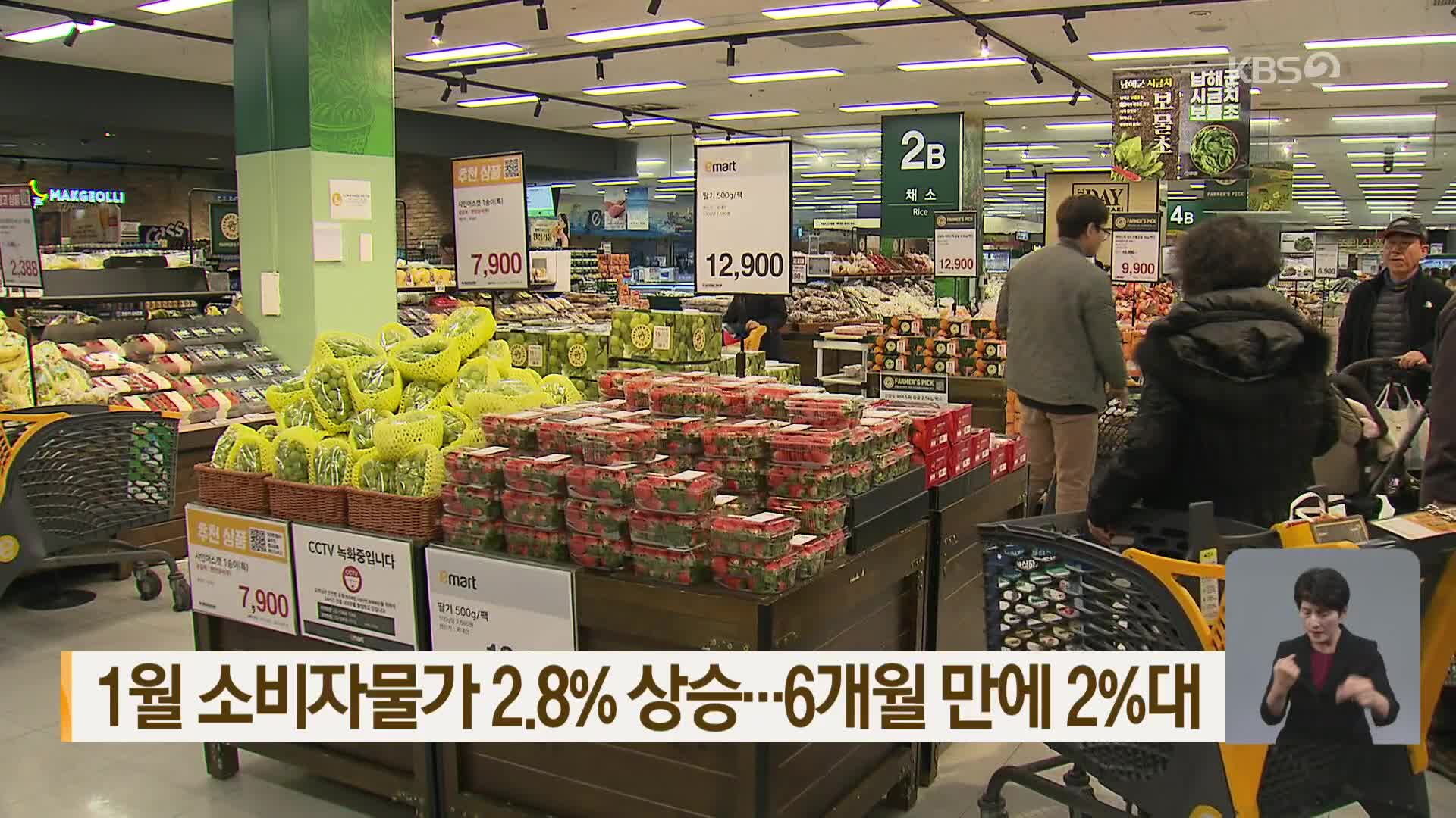 1월 소비자물가 2.8% 상승…6개월 만에 2%대