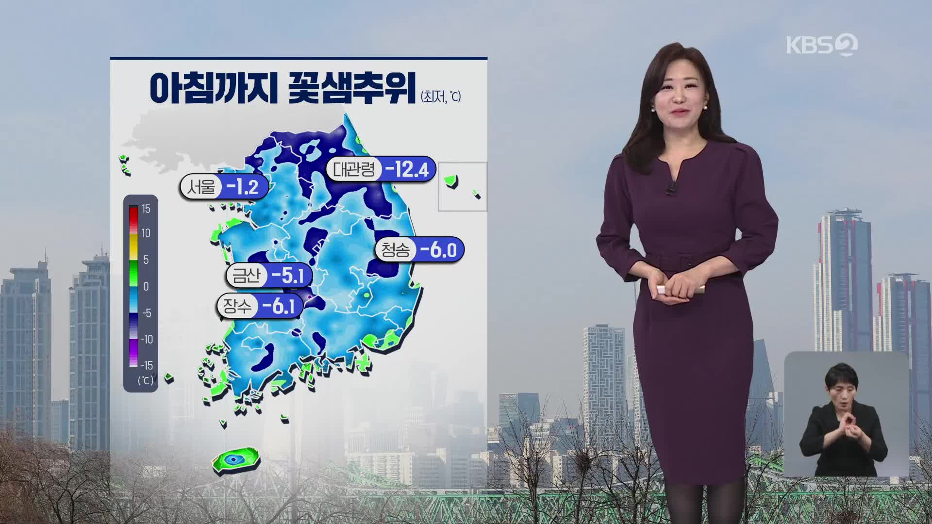 [아침뉴스타임 날씨] 낮기온 어제보다 높아…동해안 너울 주의