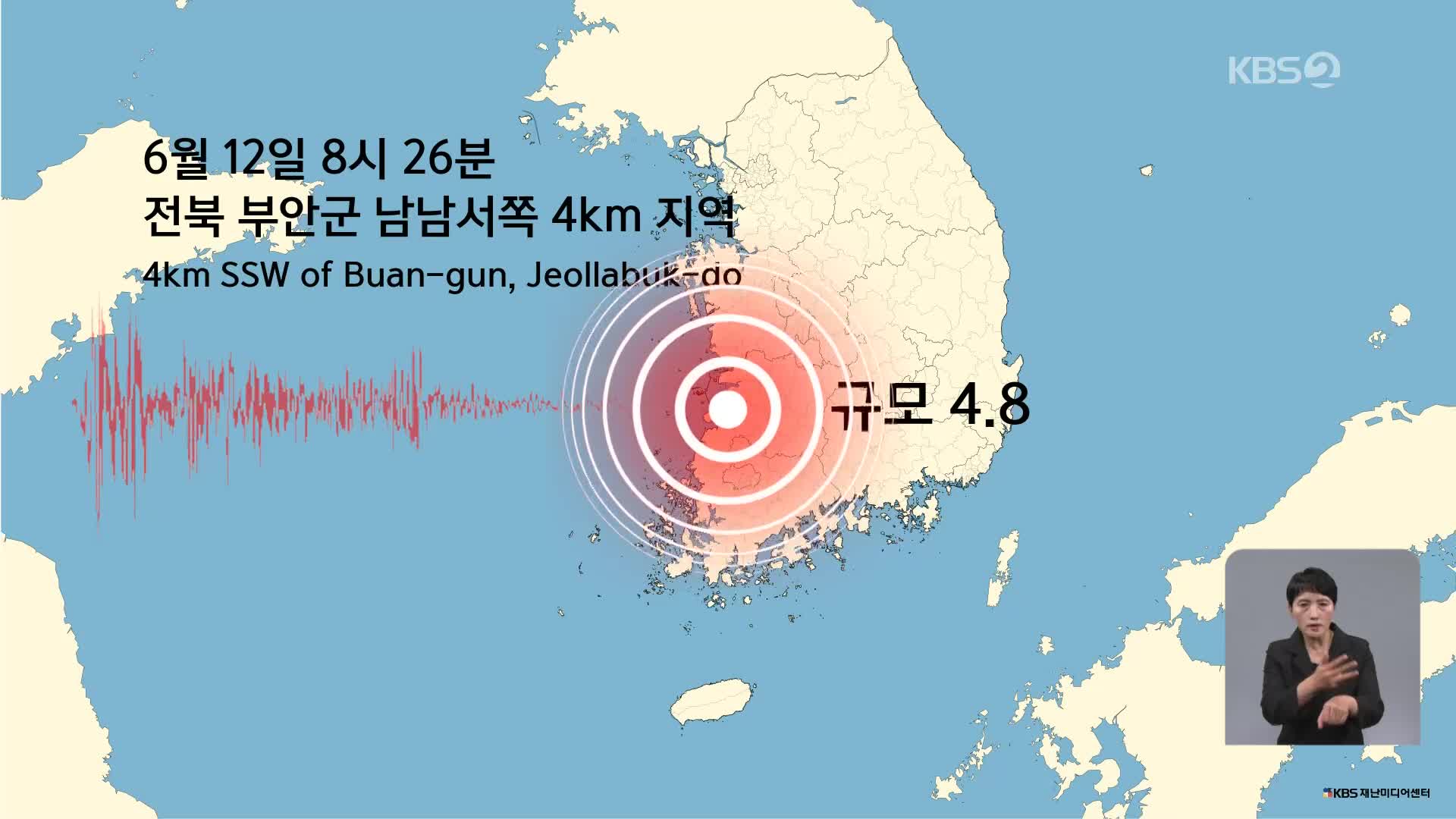 부안군 4.8 규모 지진…유감 신고 잇따라