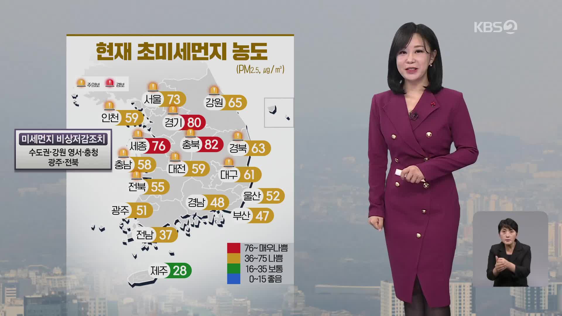 [아침뉴스타임 날씨] 오늘도 초미세먼지 농도 높아…‘비상저감조치’ 발령