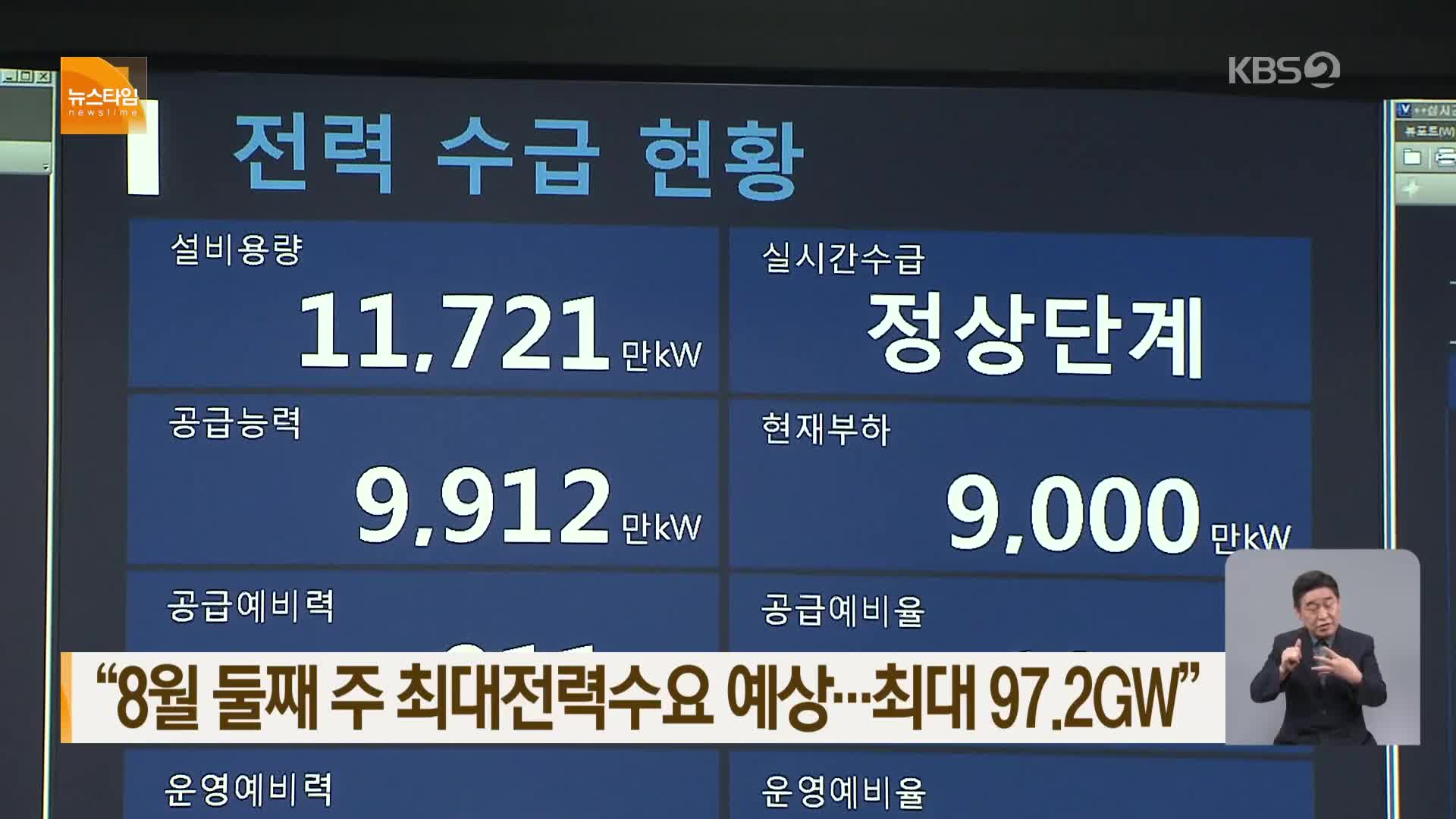 “8월 둘째 주 최대전력수요 예상…최대 97.2GW”