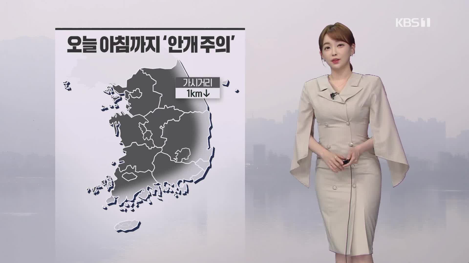 [뉴스라인 날씨] 오늘 아침 서해안과 내륙에 짙은 안개…낮 기온 더 올라