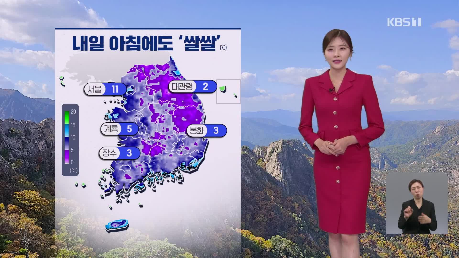 [라인W 날씨] 내일 아침에도 ‘쌀쌀’…모레, 전국 비