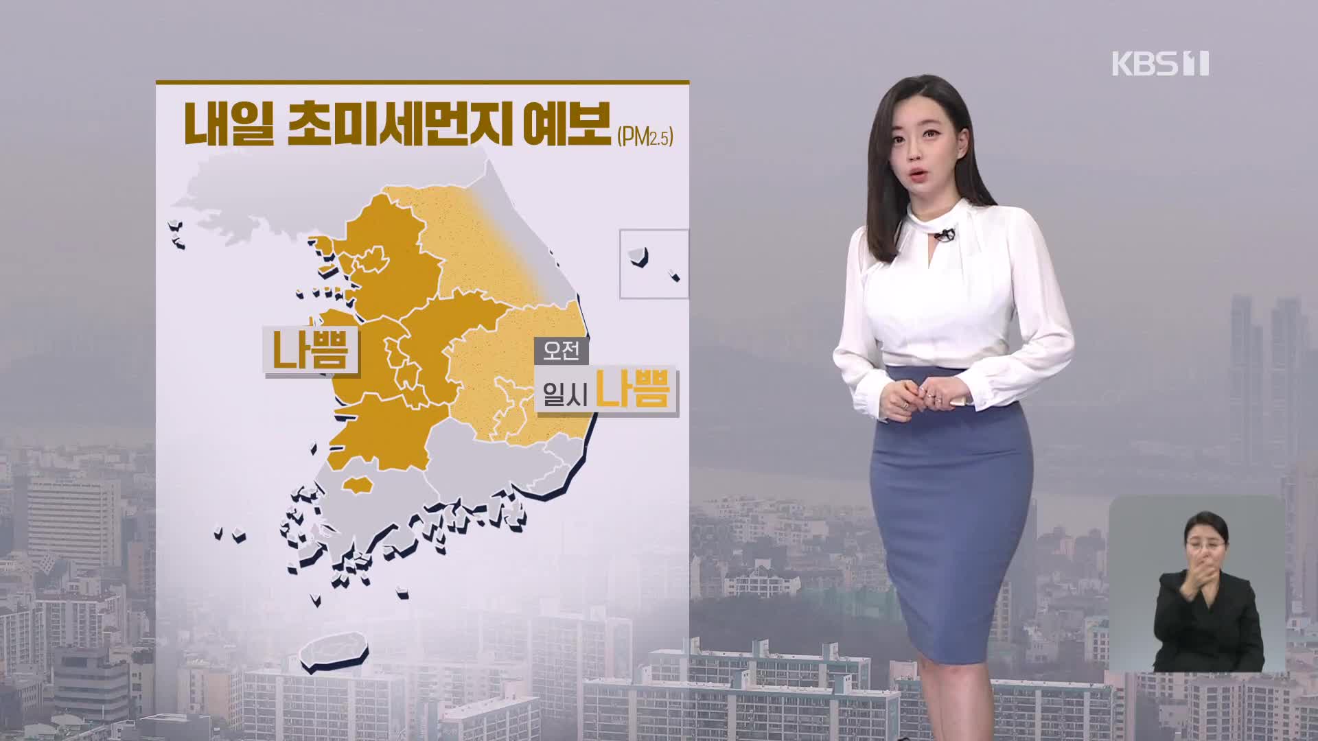 [라인W 날씨] 내일도 수도권·충청·전북에 초미세먼지 ‘나쁨’