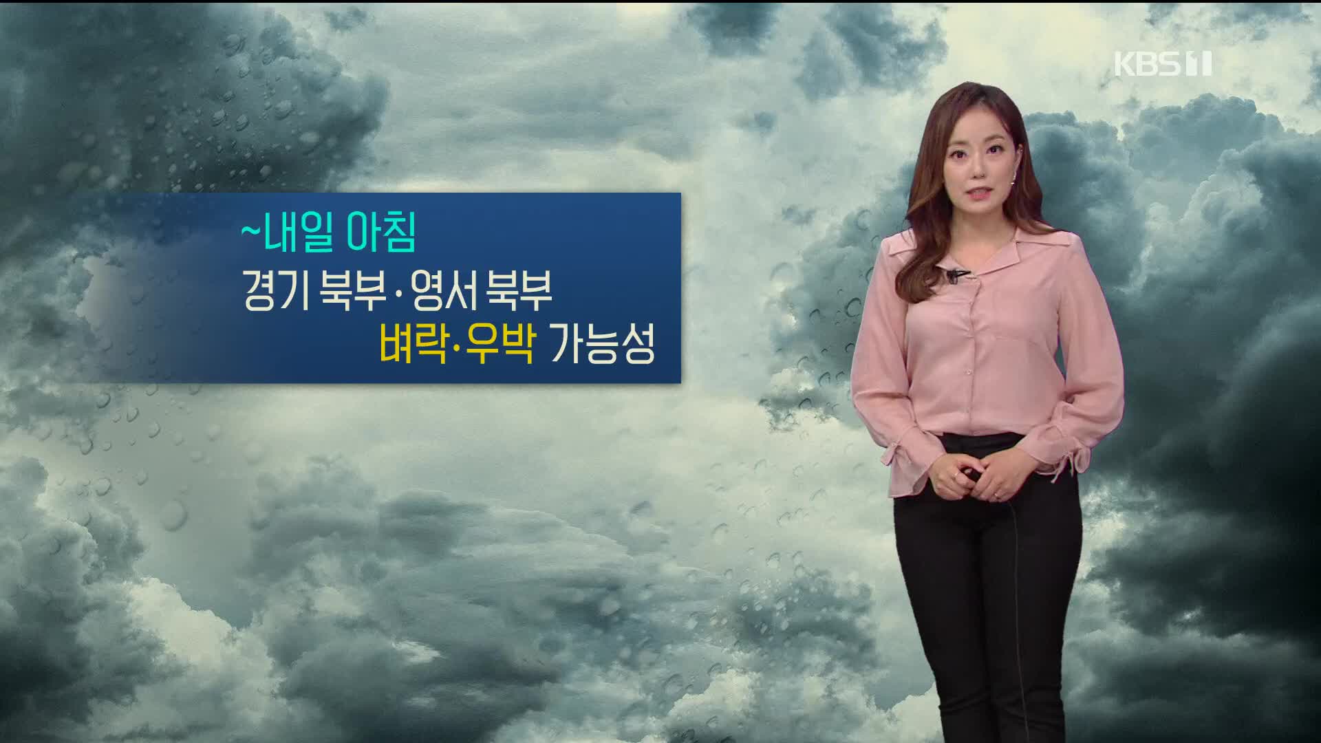 [날씨] 수도권·영서 내일 아침까지 비…벼락·우박 가능성