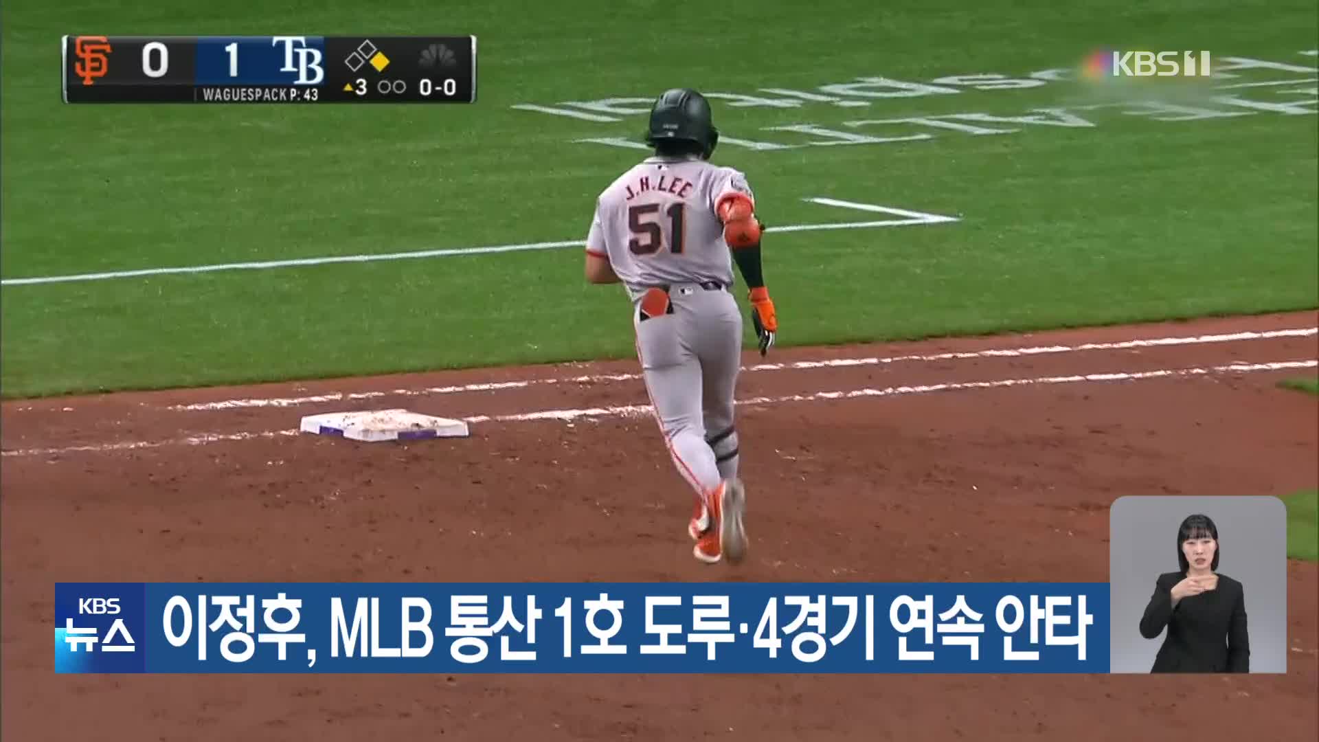 이정후, MLB 통산 1호 도루·4경기 연속 안타