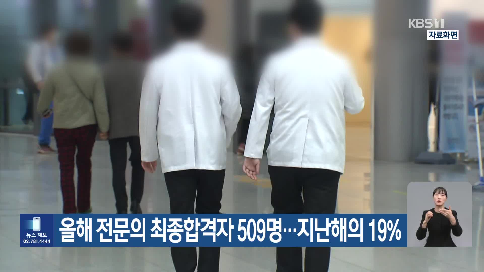 올해 전문의 최종합격자 509명…지난해의 19%