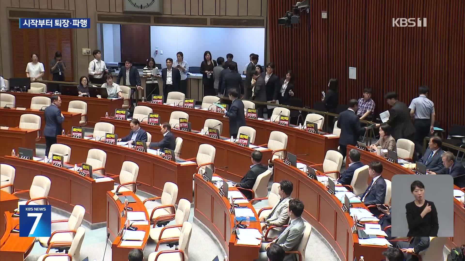 국민의힘 퇴장에 예결위 파행…여야, 추경·총리 인준 정면충돌
