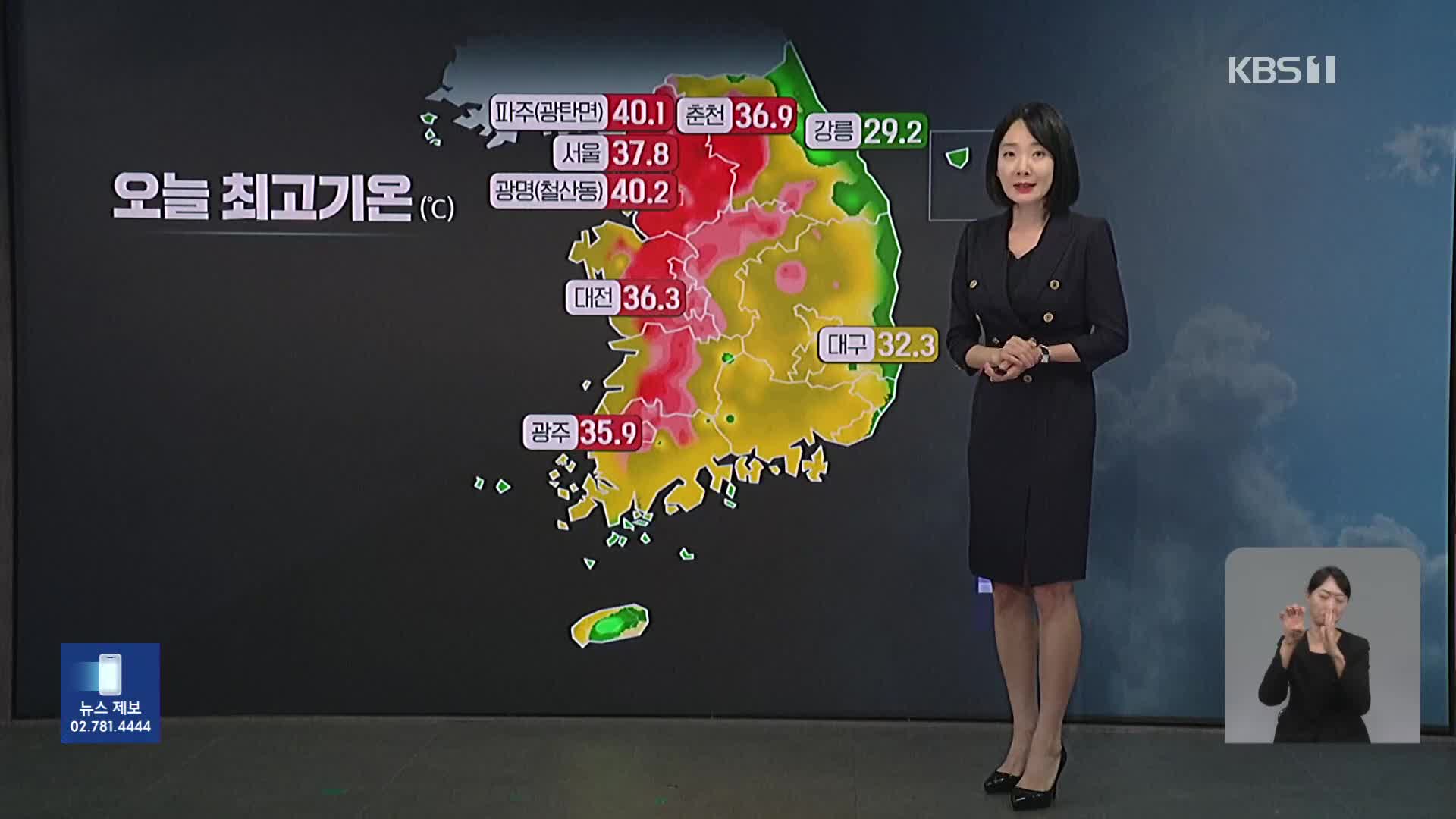 서쪽 중심 폭염 계속…강원 동해안 폭염특보 해제
