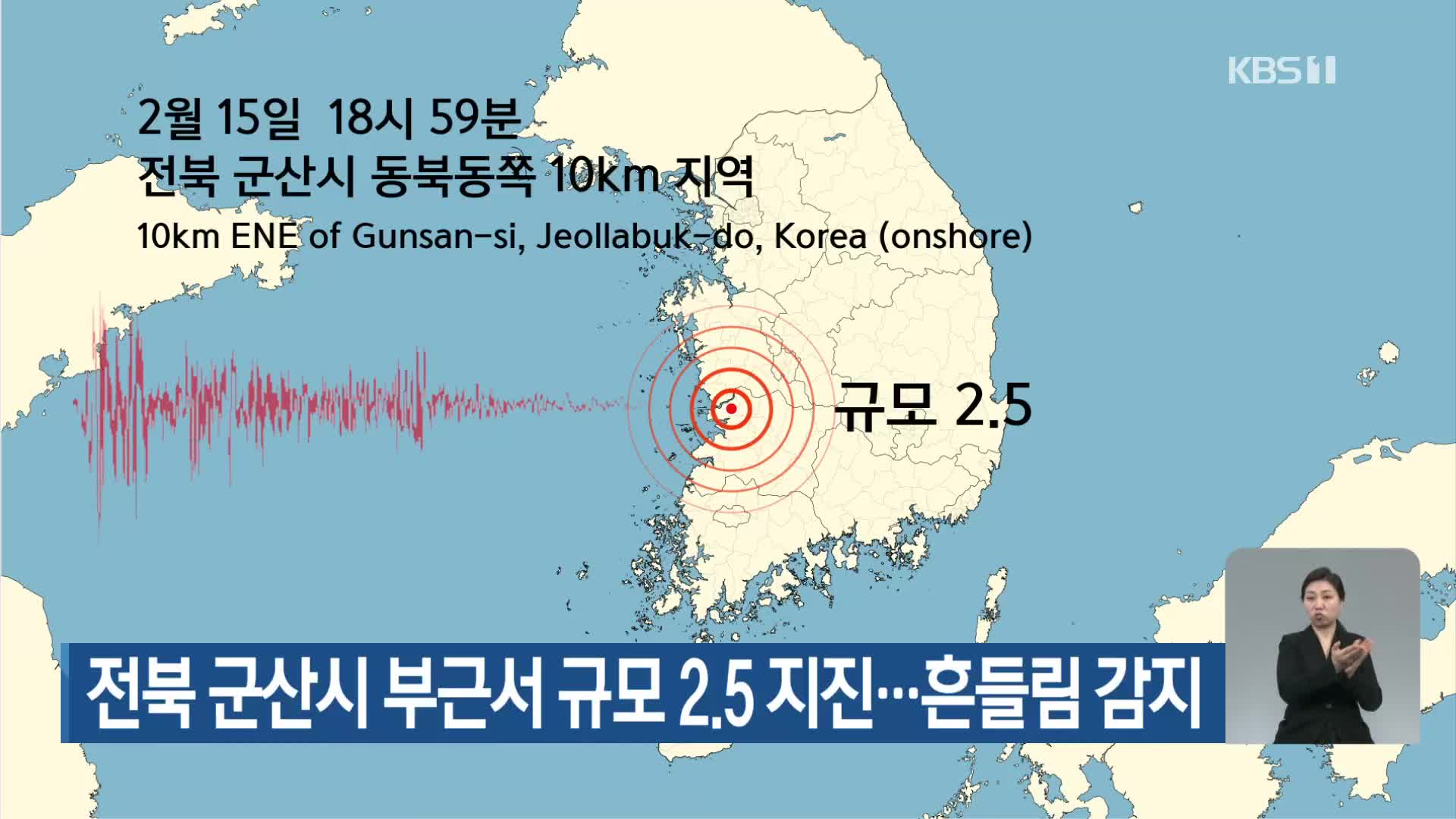 전북 군산시 부근서 규모 2.5 지진…흔들림 감지