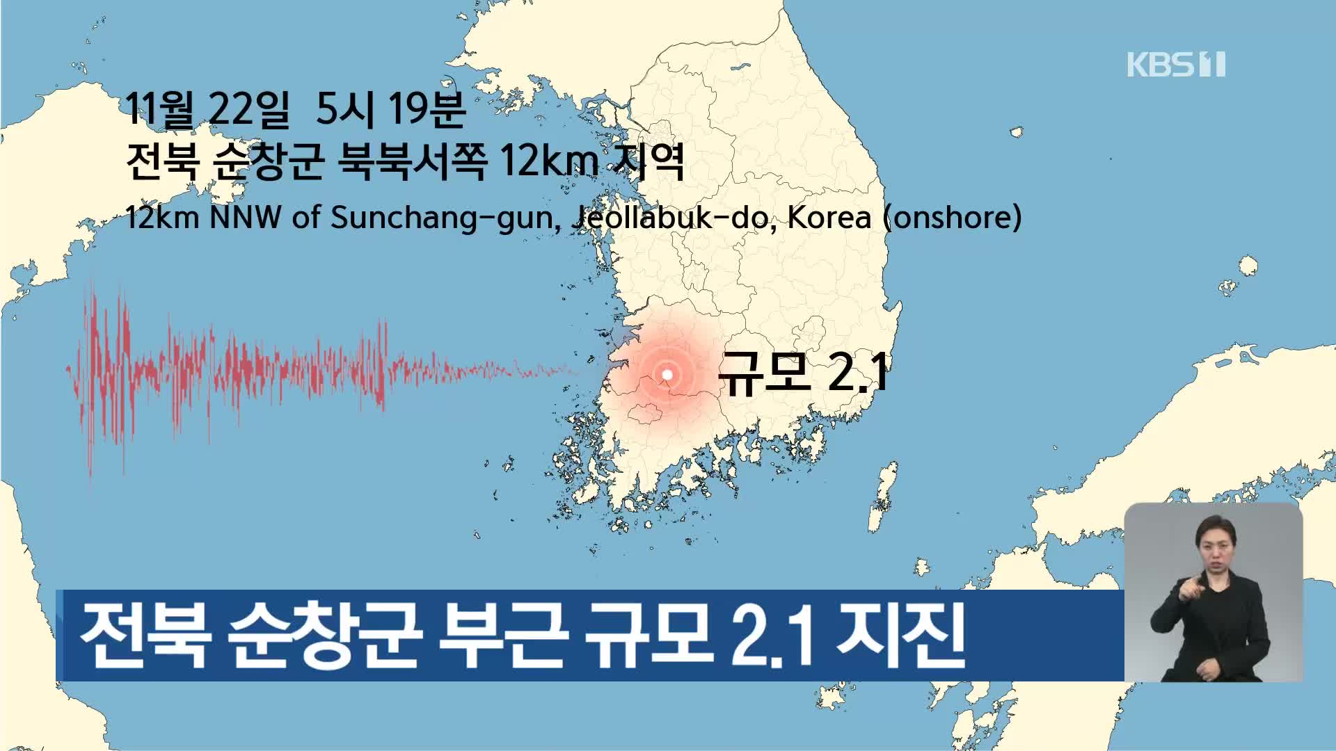 전북 순창군 부근 규모 2.1 지진