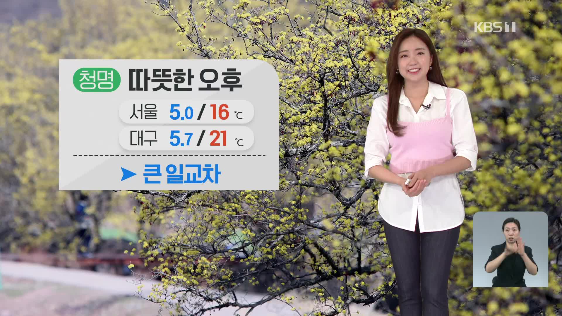 [광장 날씨] 절기 청명, 전국 맑고 포근…미세먼지↑