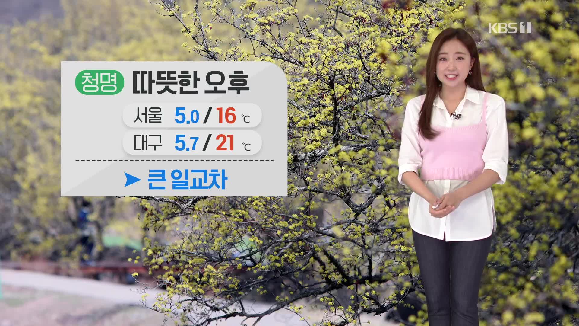 [광장 날씨] 절기 청명, 전국 맑고 포근…미세먼지↑