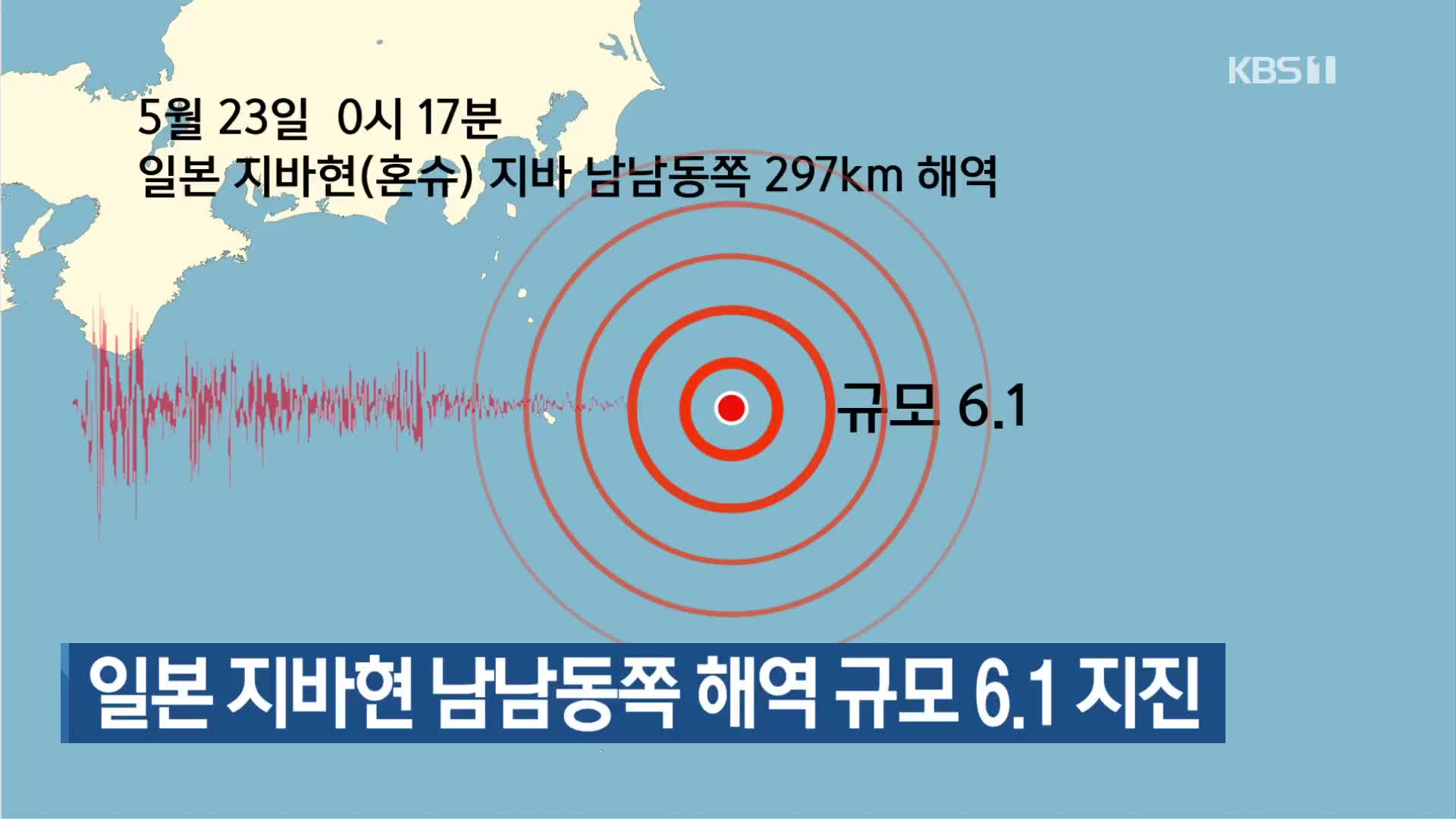 일본 지바현 남남동쪽 해역 규모 6.1 지진