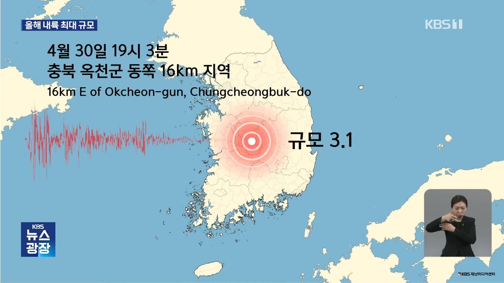 충북 옥천서 규모 3.1 지진…올해 내륙 최대 규모